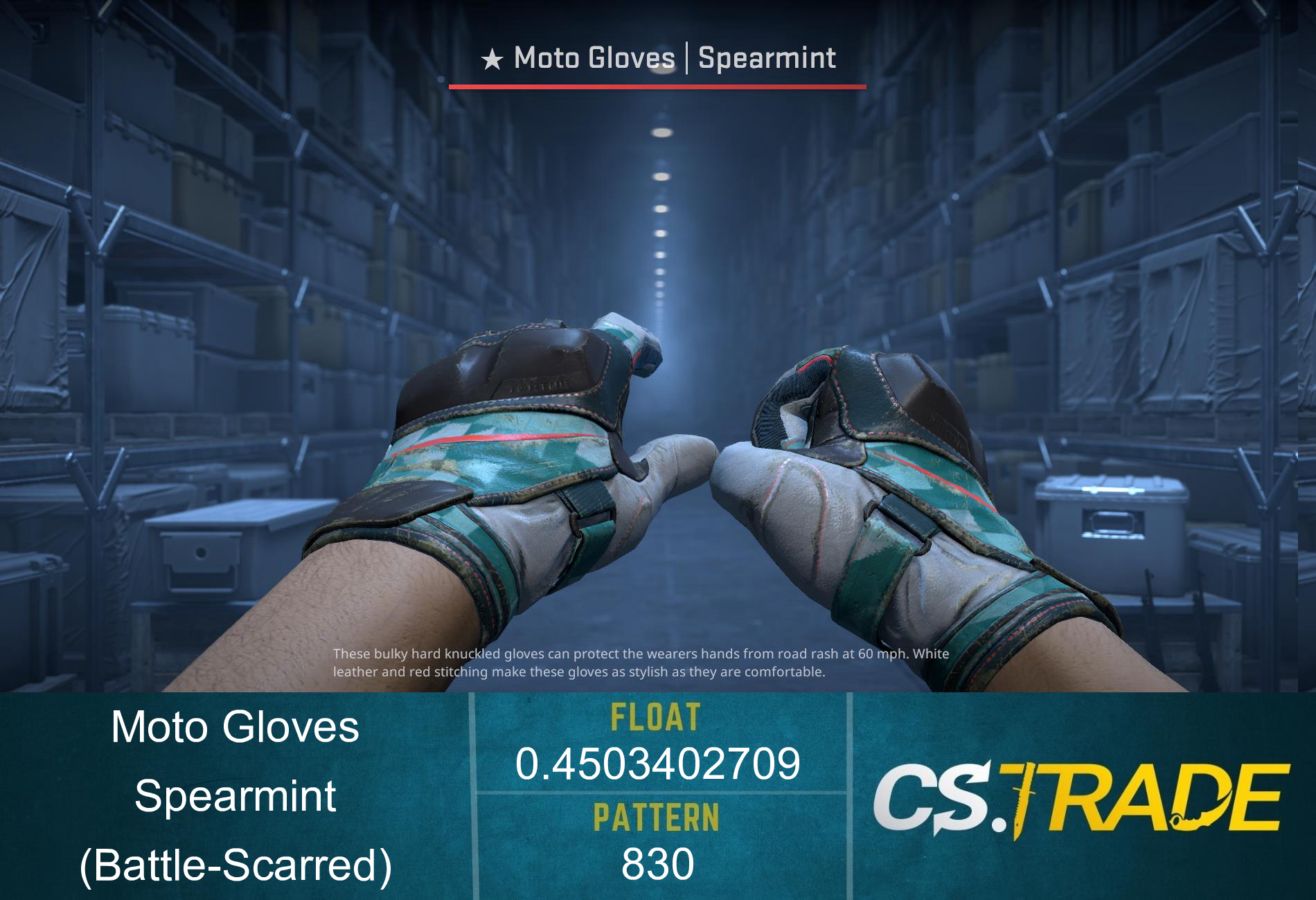 ★ Moto Gloves | Spearmint (Battle-Scarred) Screenshot
