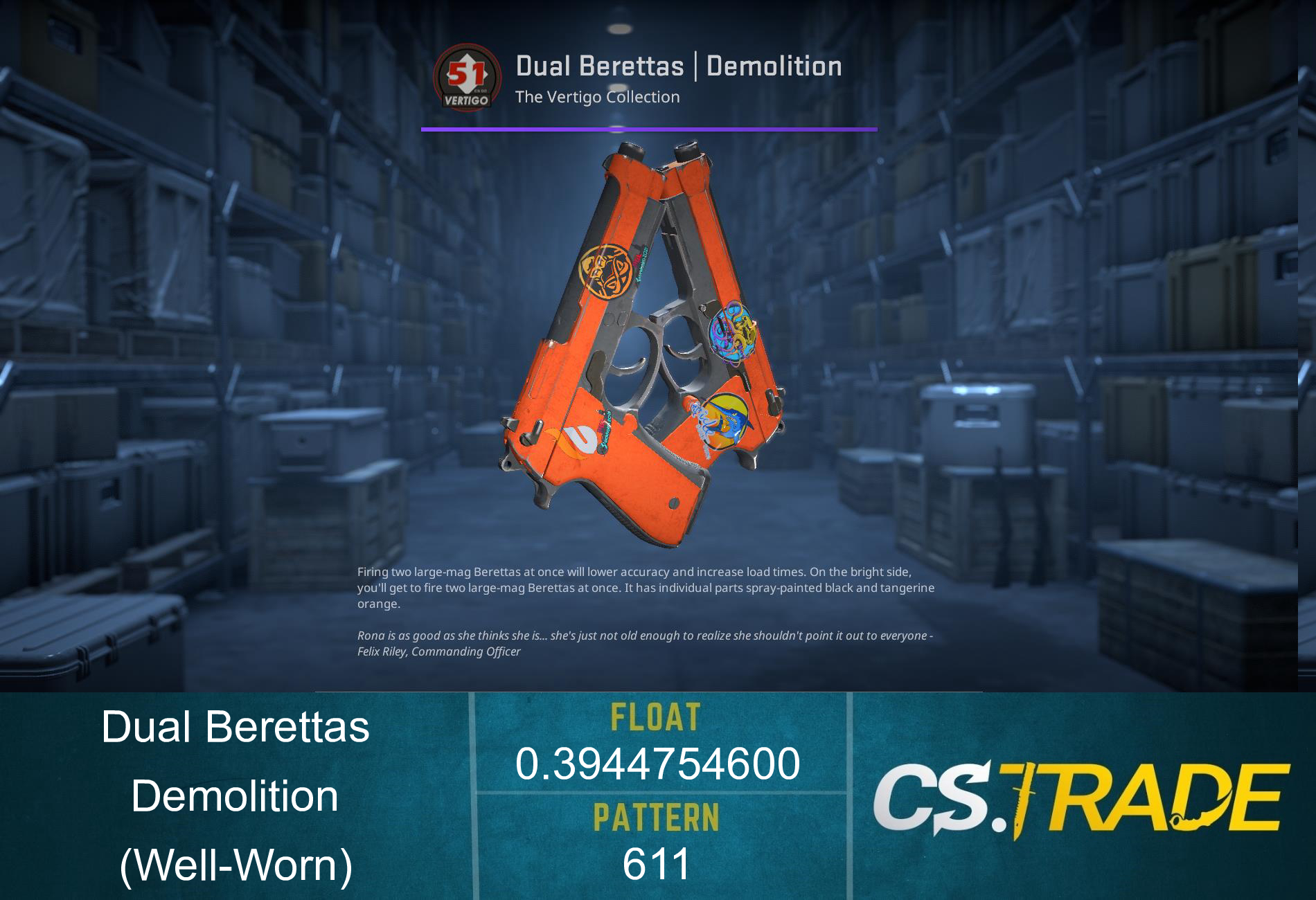 Souvenir Dual Berettas | Demolition (Well-Worn) Screenshot