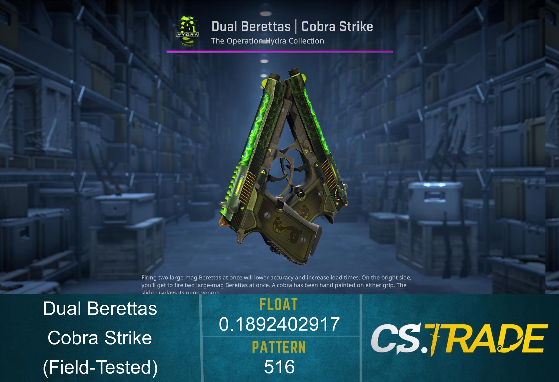 Dual Berettas | Cobra Strike (Field-Tested) Screenshot