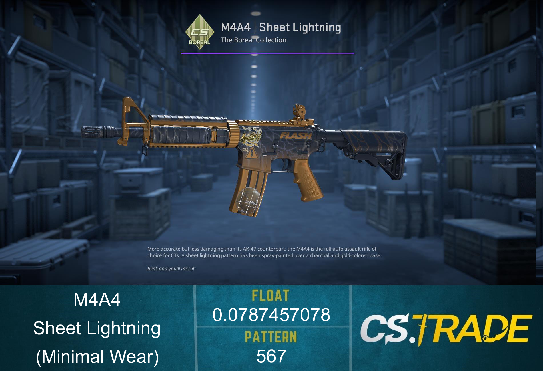M4A4 | Sheet Lightning (Minimal Wear) Screenshot