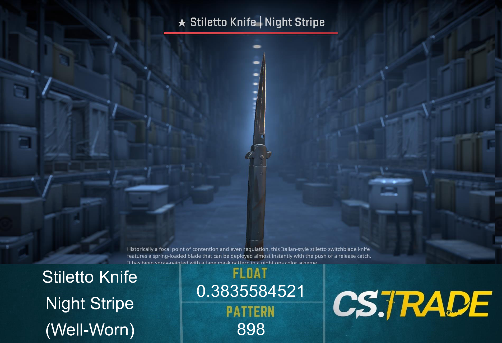 ★ Stiletto Knife | Night Stripe (Well-Worn) Screenshot