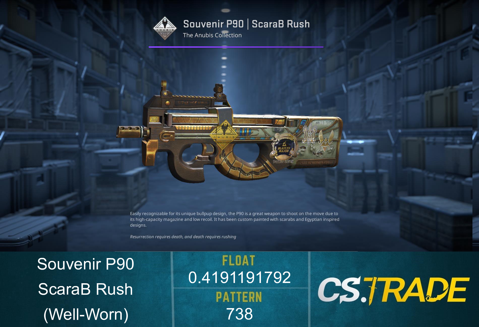 Souvenir P90 | ScaraB Rush (Well-Worn) Screenshot