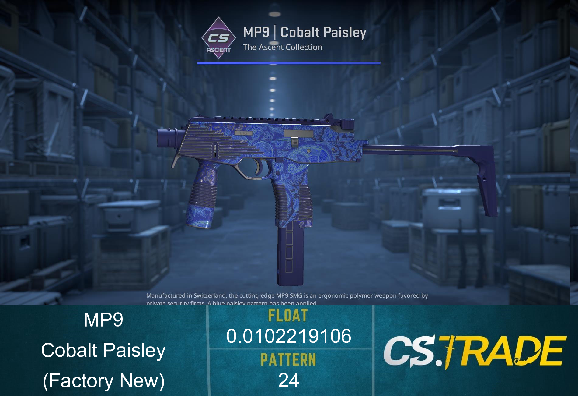 MP9 | Cobalt Paisley (Factory New) Screenshot