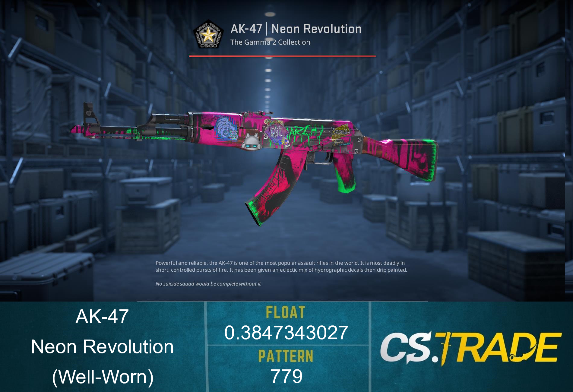 StatTrak™ AK-47 | Neon Revolution (Well-Worn) Screenshot