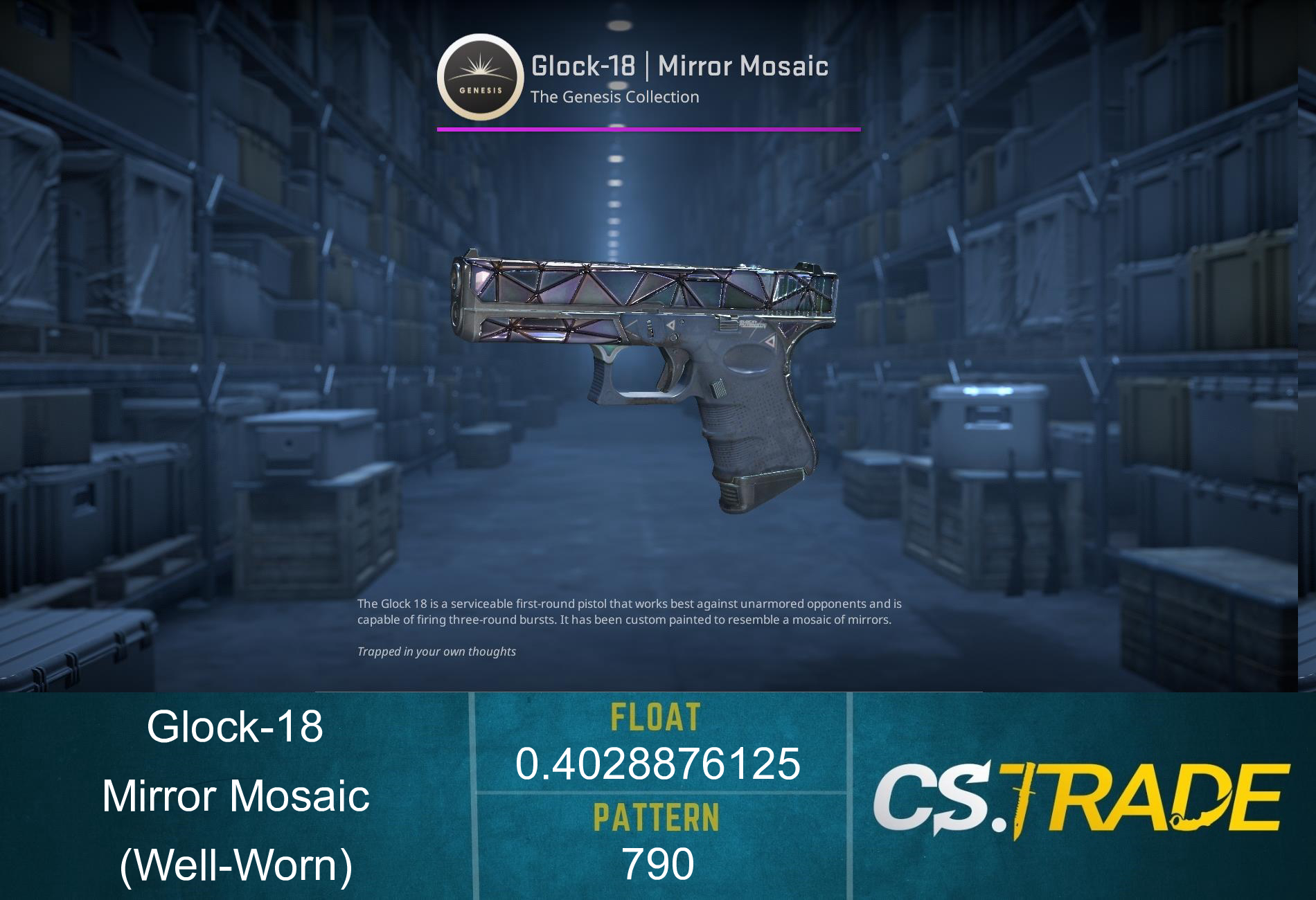 StatTrak™ Glock-18 | Mirror Mosaic (Well-Worn) Screenshot