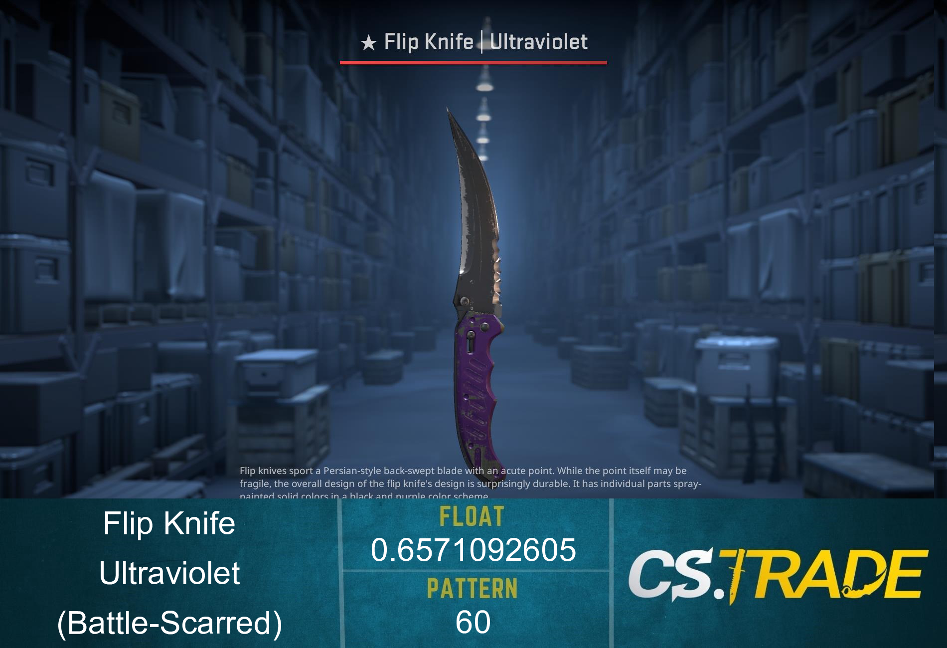 ★ StatTrak™ Flip Knife | Ultraviolet (Battle-Scarred) Screenshot