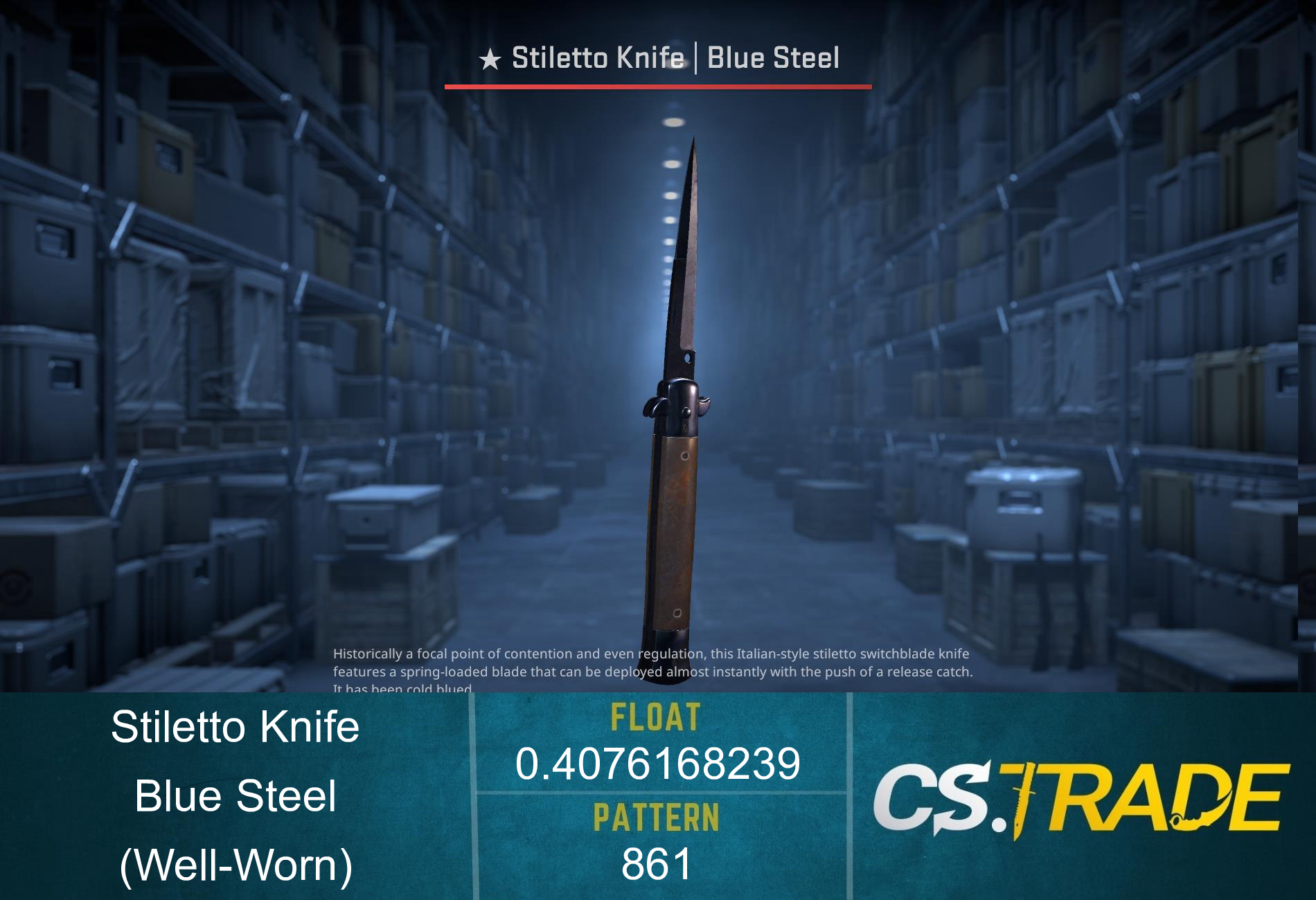 ★ Stiletto Knife | Blue Steel (Well-Worn) Screenshot