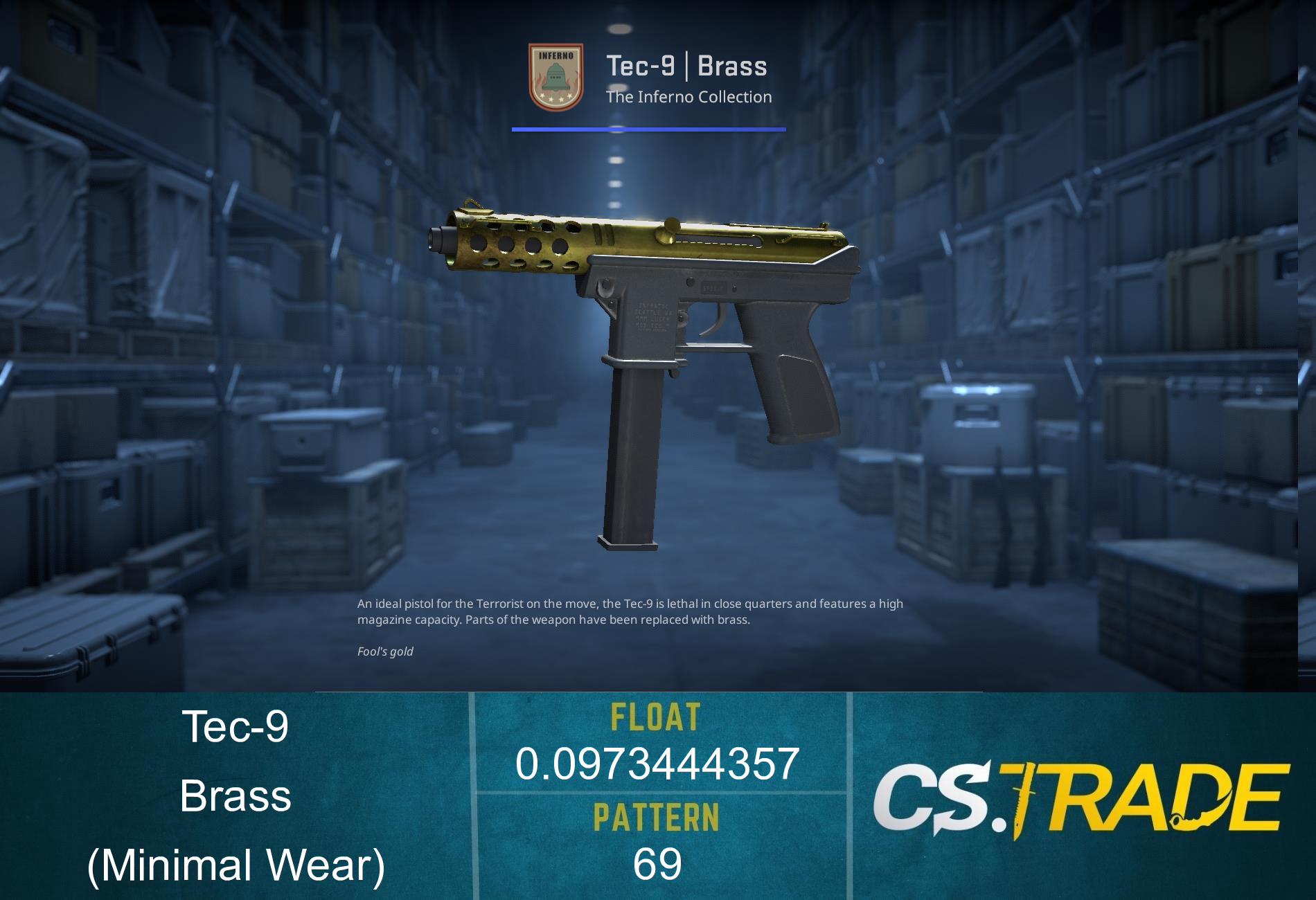 Tec-9 | Brass (Minimal Wear) Screenshot
