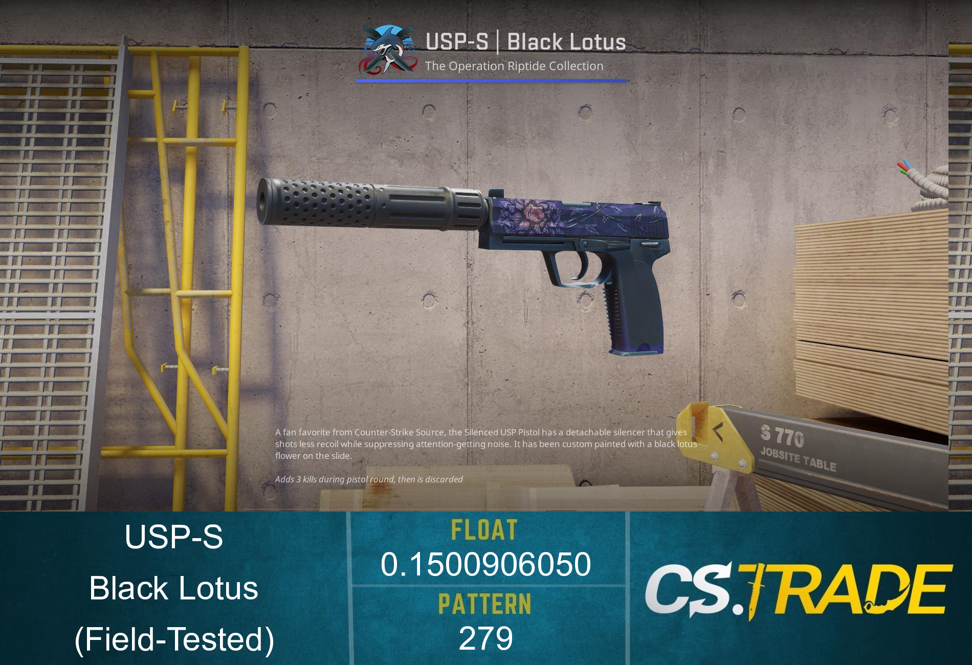 StatTrak™ USP-S | Black Lotus (Field-Tested) Screenshot