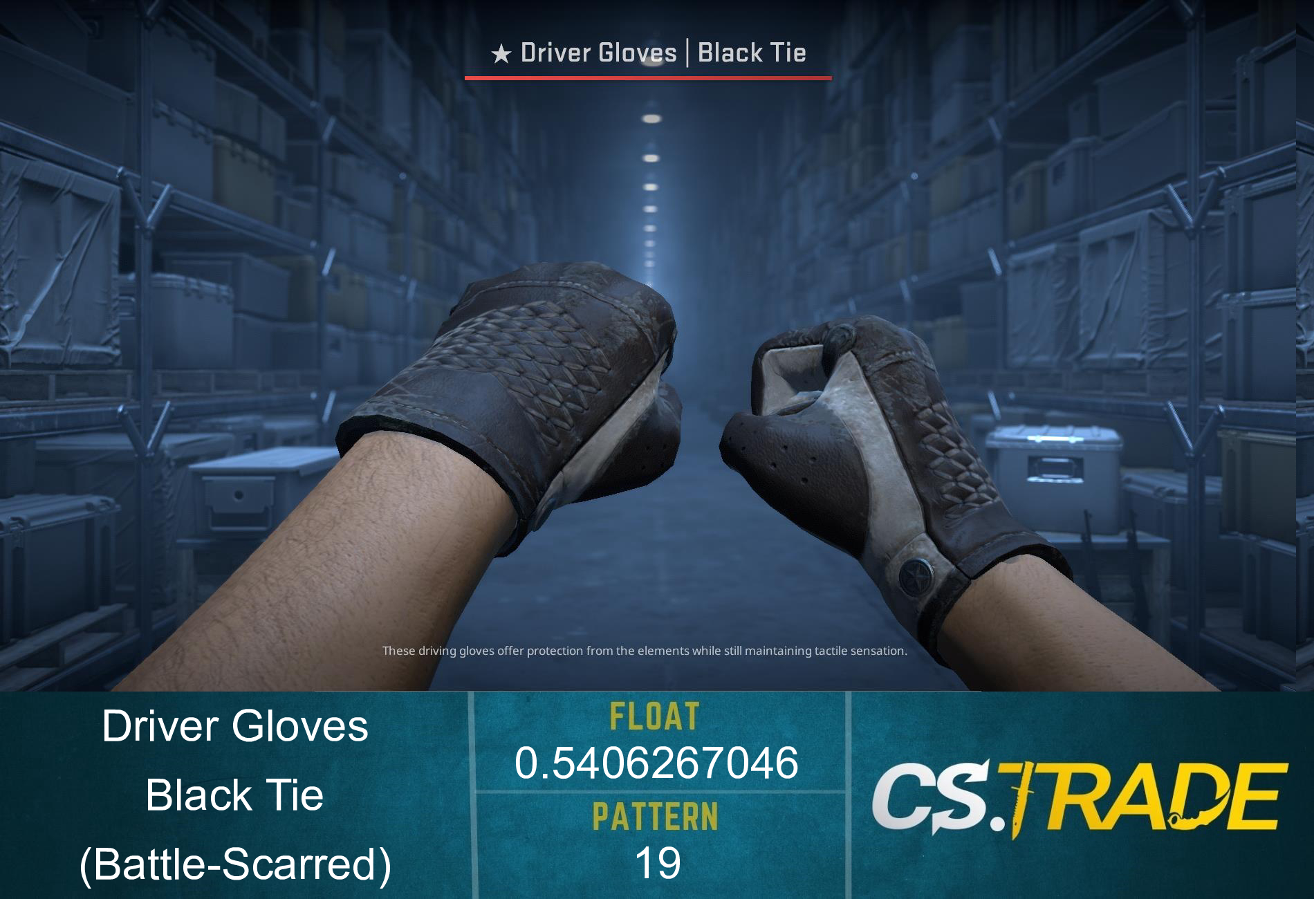 ★ Driver Gloves | Black Tie (Battle-Scarred) Screenshot