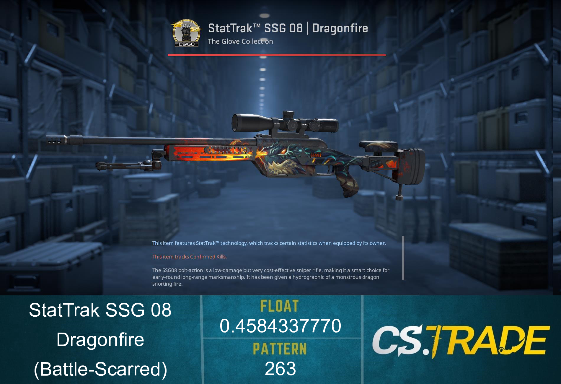 SSG 08 | Dragonfire (Battle-Scarred) Screenshot