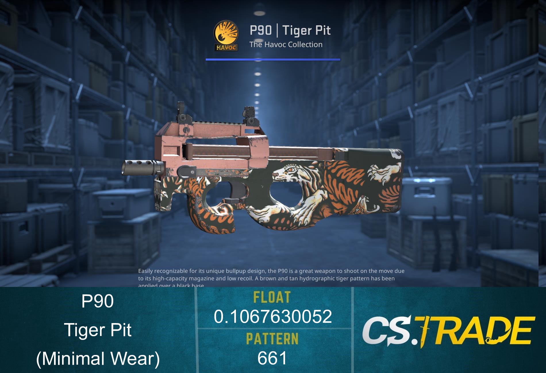 P90 | Tiger Pit (Minimal Wear) Screenshot