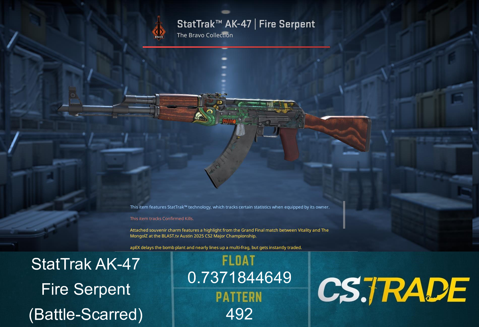 StatTrak™ AK-47 | Fire Serpent (Battle-Scarred) Screenshot
