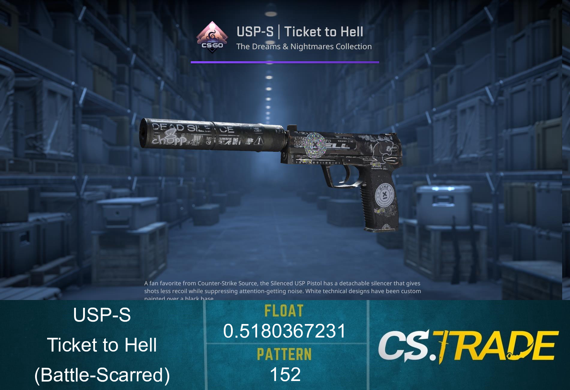 USP-S | Ticket to Hell (Battle-Scarred) Screenshot