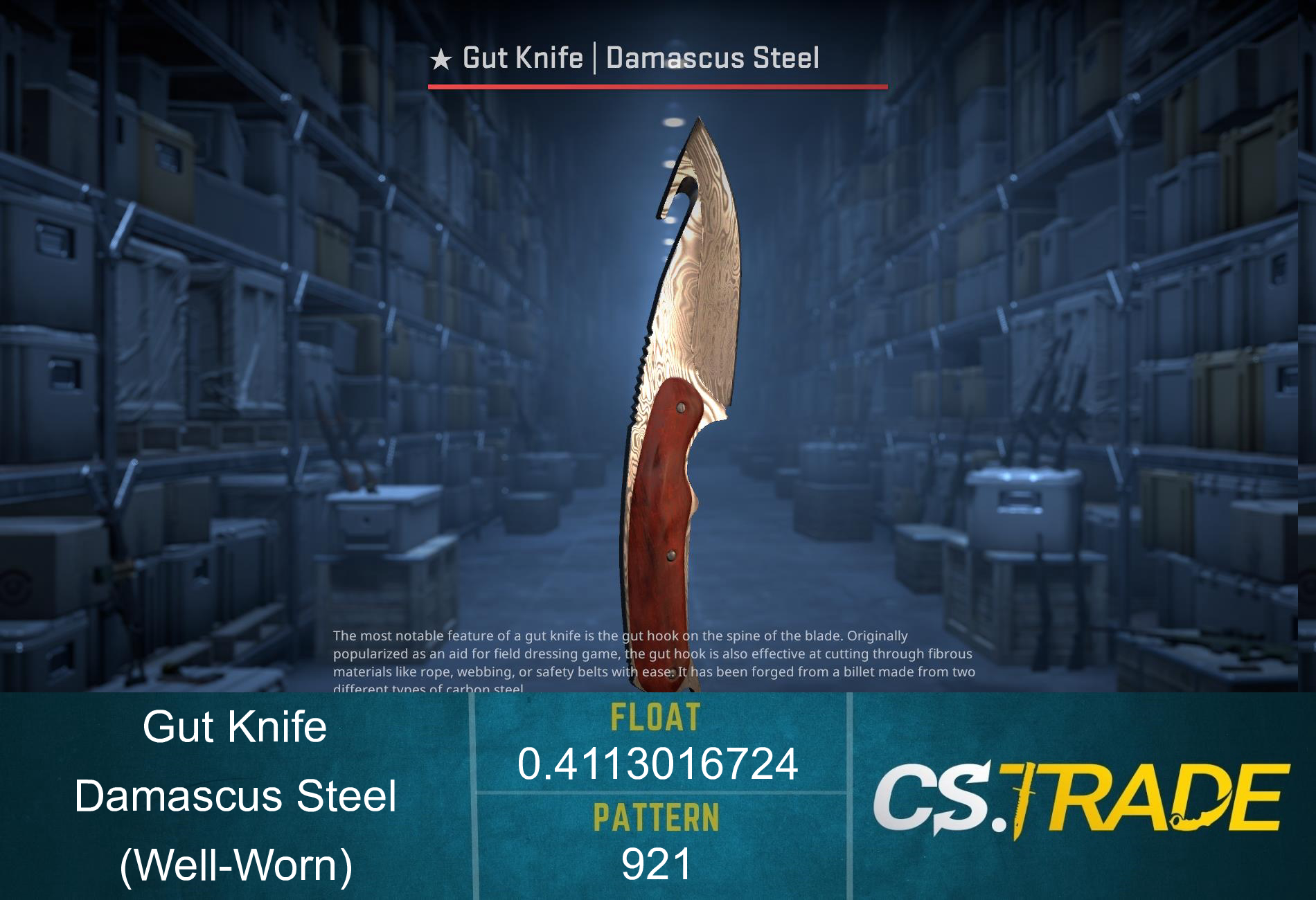 ★ StatTrak™ Gut Knife | Damascus Steel (Well-Worn) Screenshot
