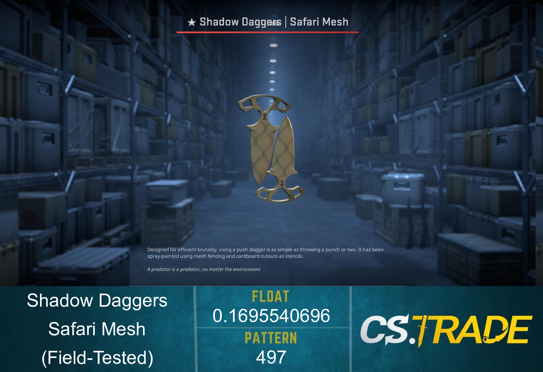 ★ Shadow Daggers | Safari Mesh (Factory New) Screenshot