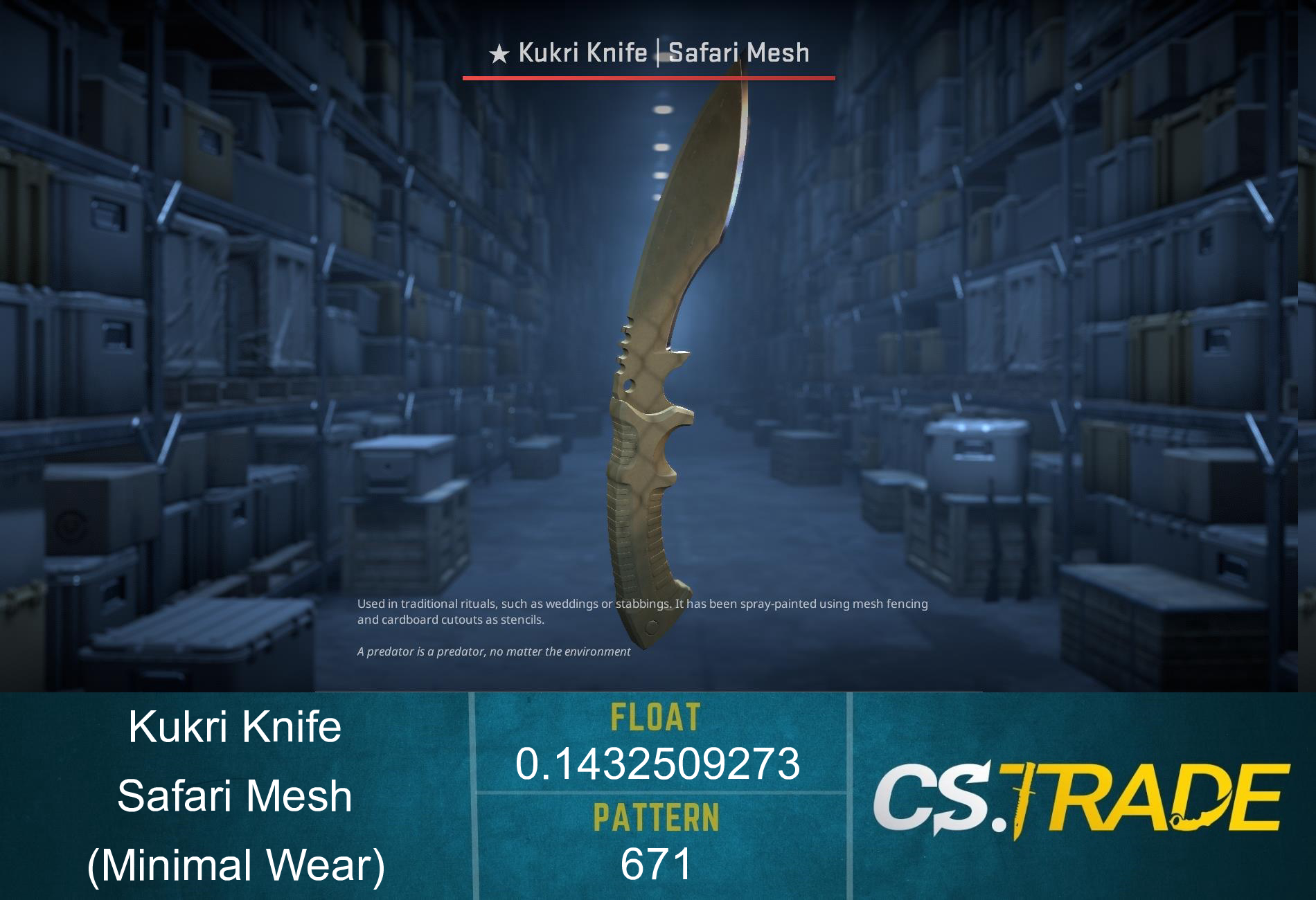 ★ Kukri Knife | Safari Mesh (Factory New) Screenshot