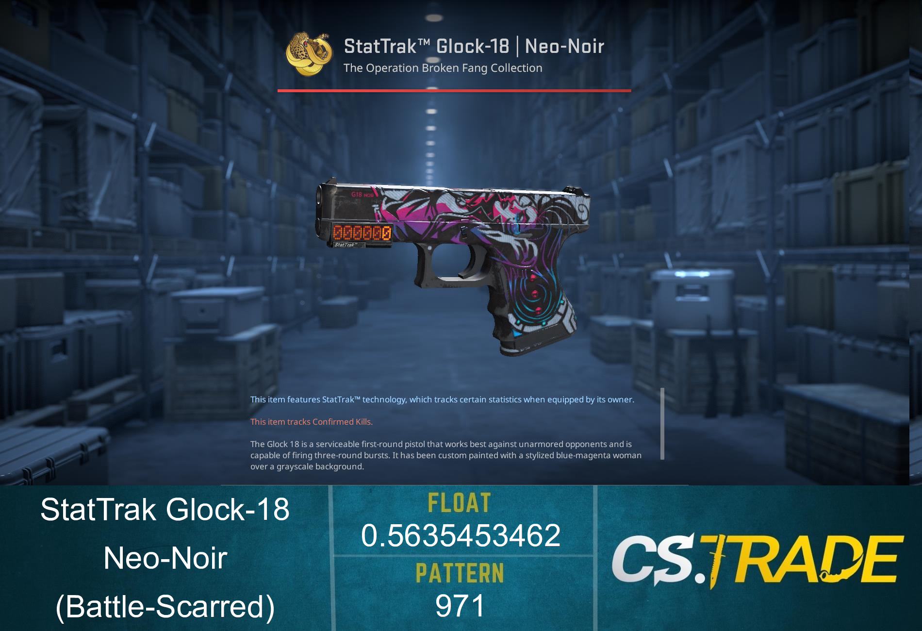 StatTrak™ Glock-18 | Neo-Noir (Battle-Scarred) Screenshot