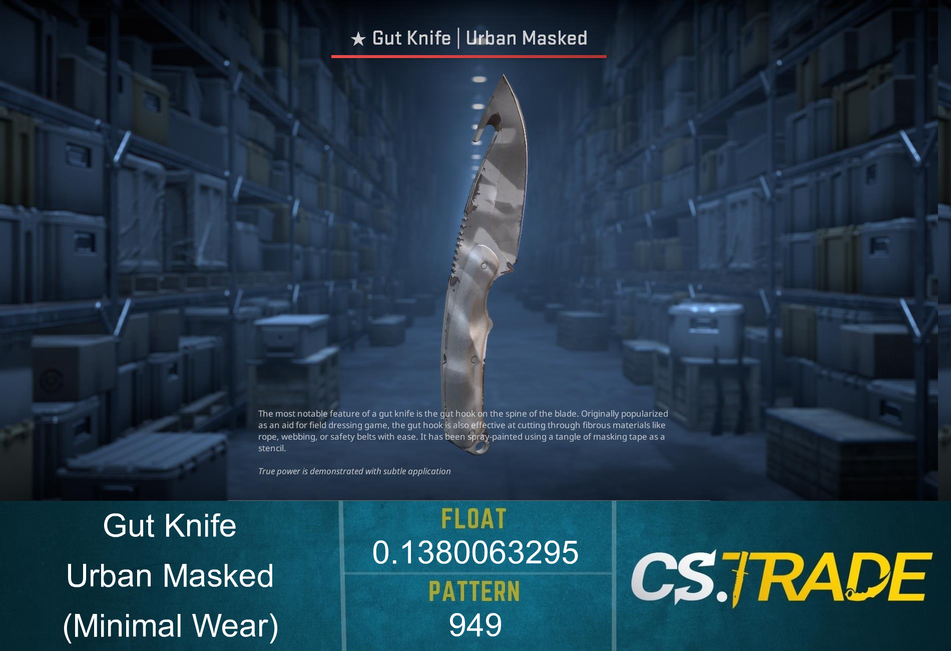 ★ StatTrak™ Gut Knife | Urban Masked (Minimal Wear) Screenshot