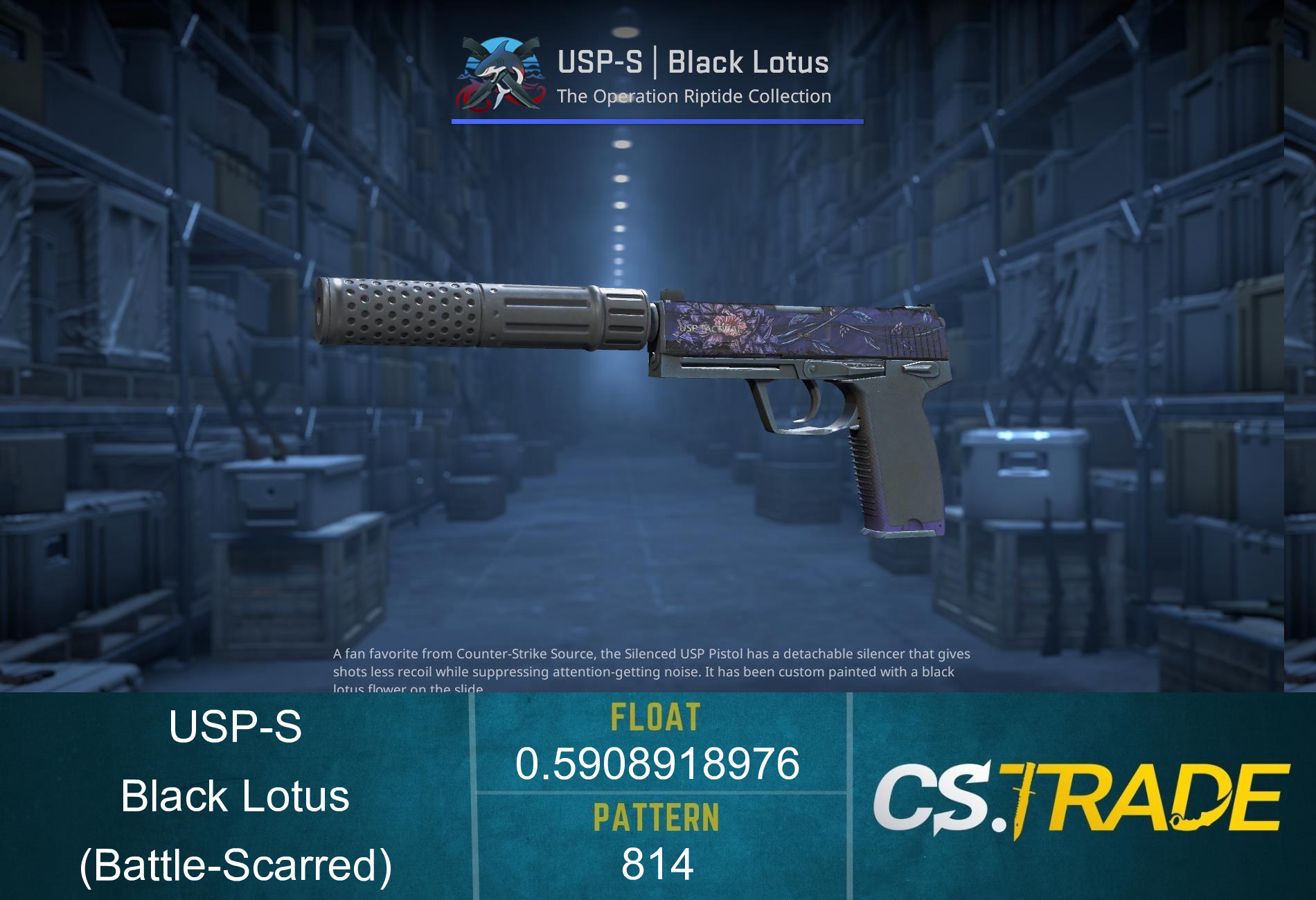 USP-S | Black Lotus (Battle-Scarred) Screenshot