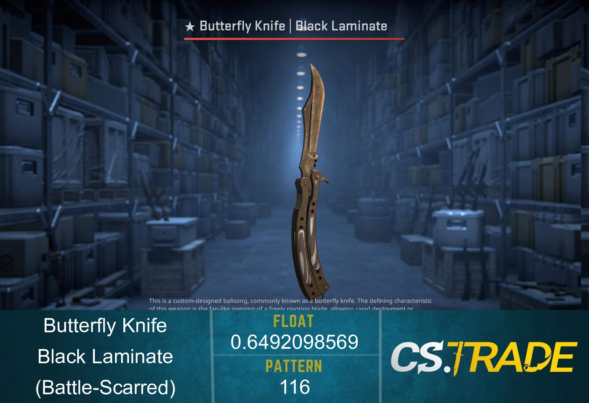 ★ StatTrak™ Butterfly Knife | Black Laminate (Battle-Scarred) Screenshot