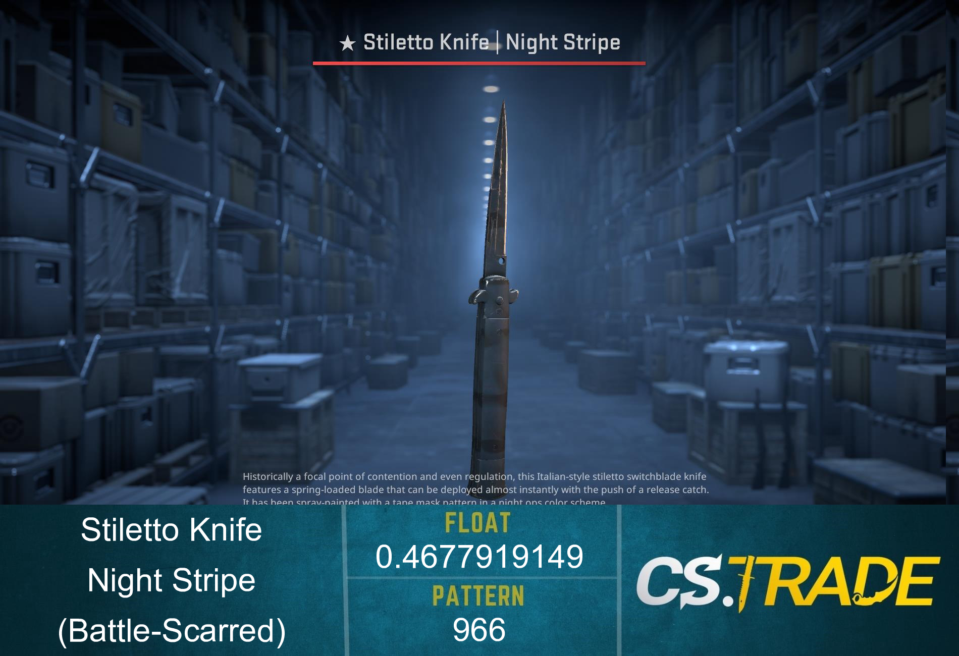 ★ StatTrak™ Stiletto Knife | Night Stripe (Battle-Scarred) Screenshot