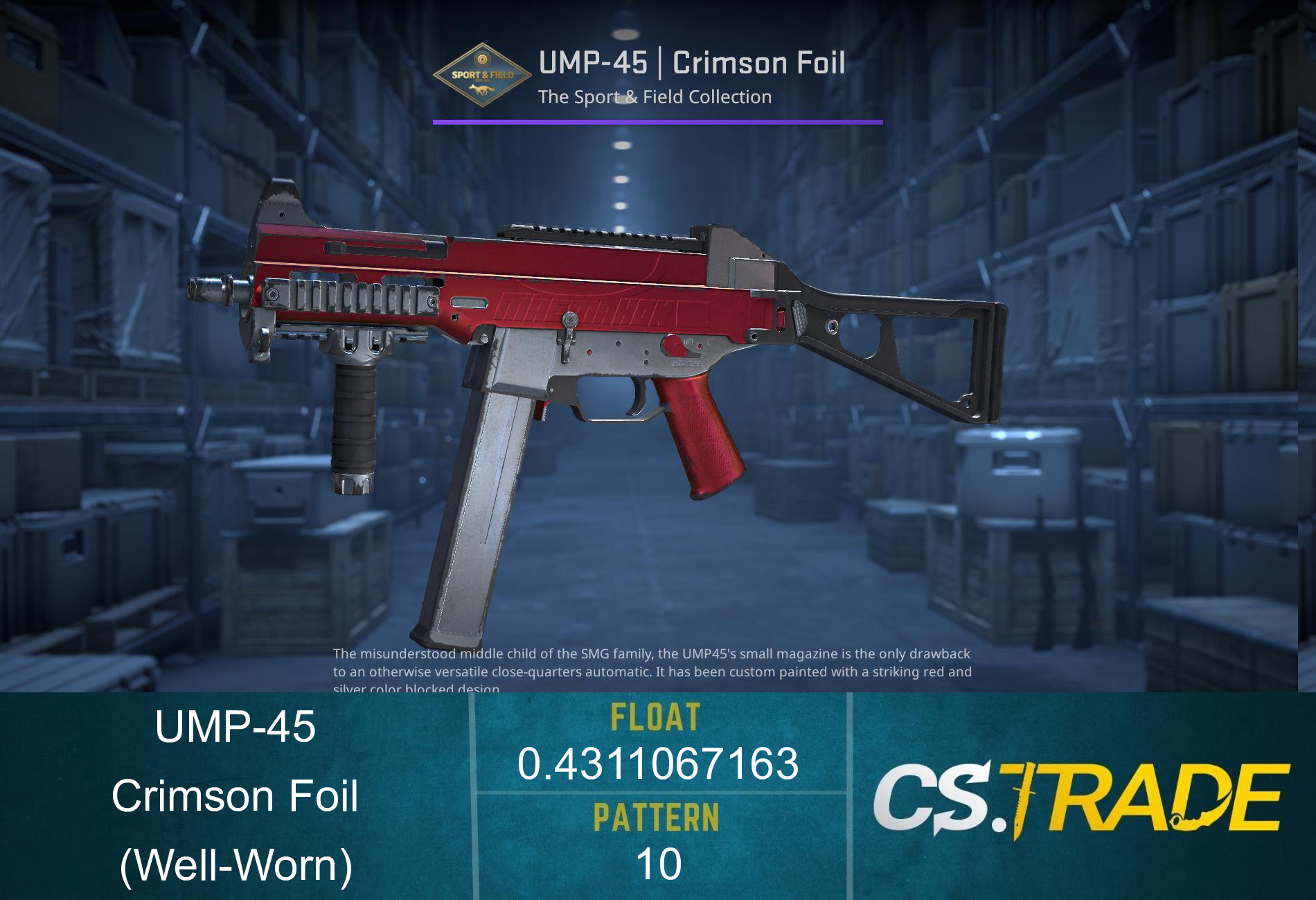 UMP-45 | Crimson Foil (Well-Worn) Screenshot