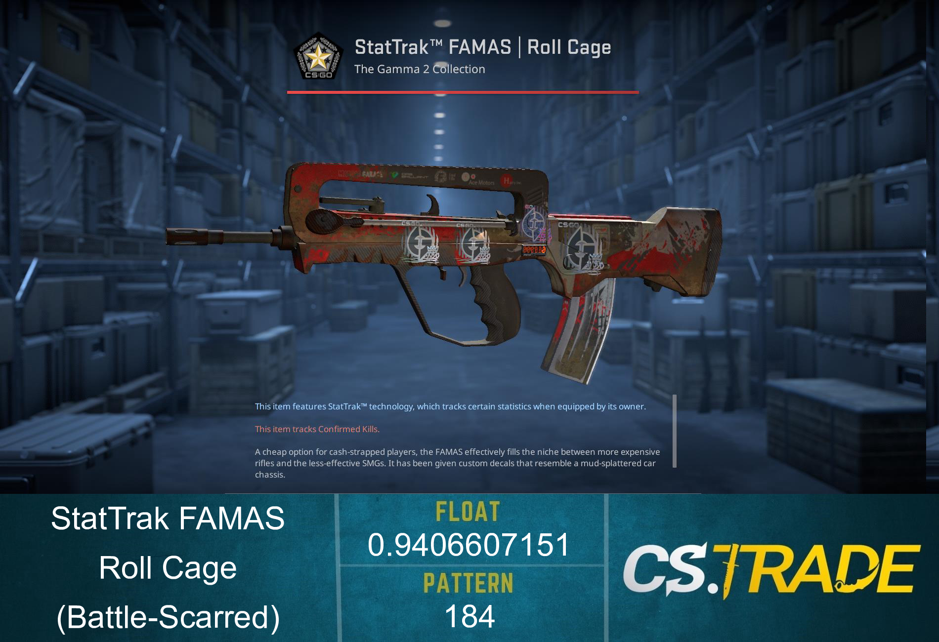 StatTrak™ FAMAS | Roll Cage (Battle-Scarred)