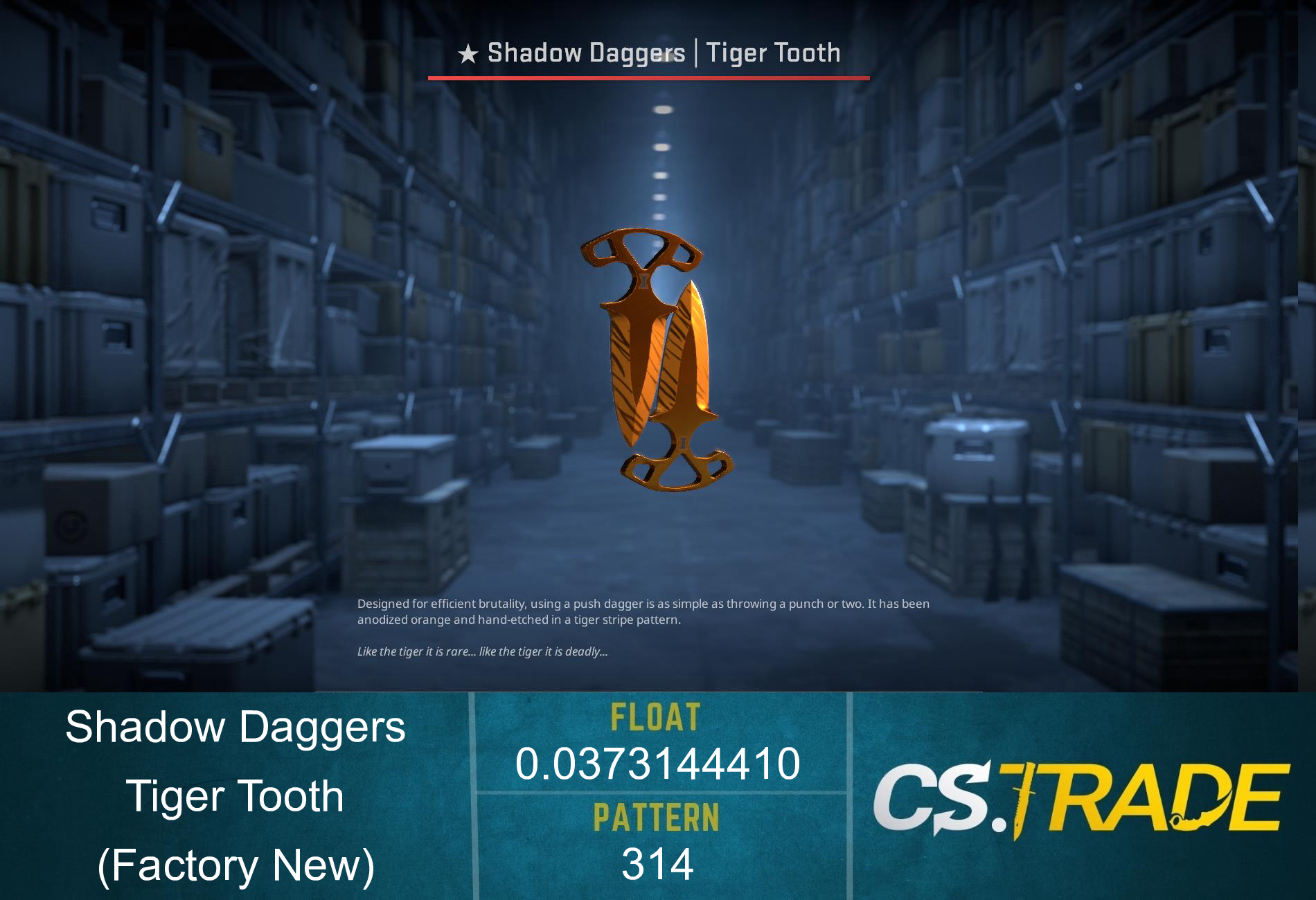 ★ Shadow Daggers | Tiger Tooth (Factory New) Screenshot