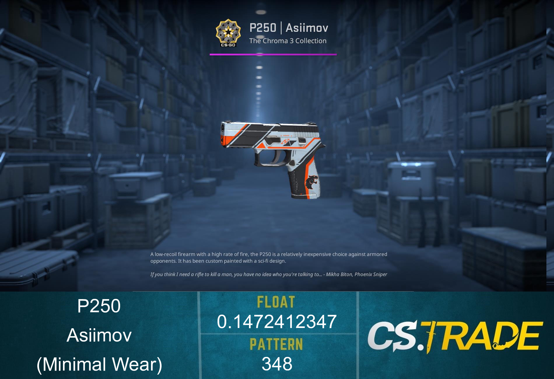 P250 | Asiimov (Minimal Wear) Screenshot