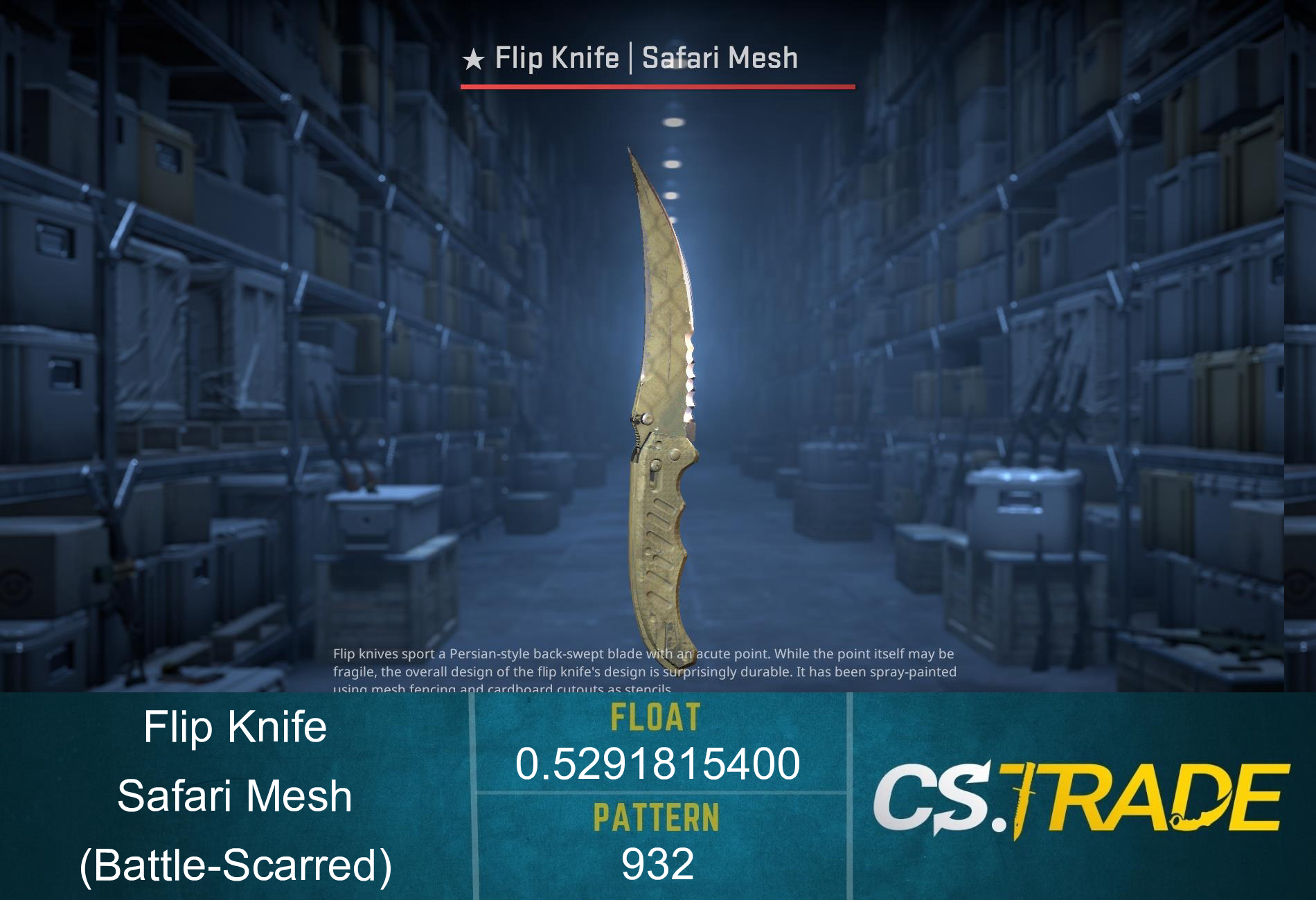 ★ Flip Knife | Safari Mesh (Battle-Scarred) Screenshot
