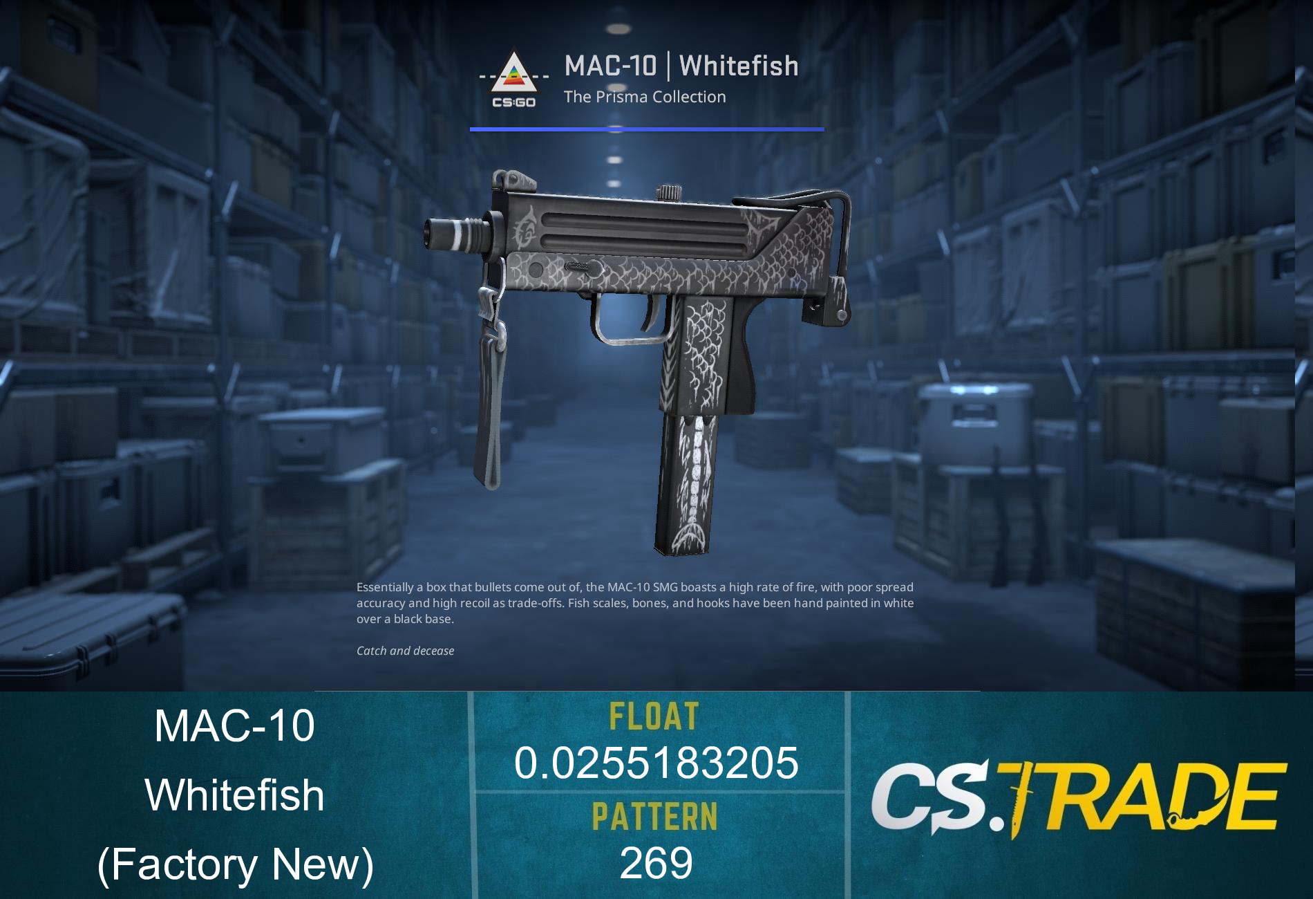 MAC-10 | Whitefish (Factory New) Screenshot