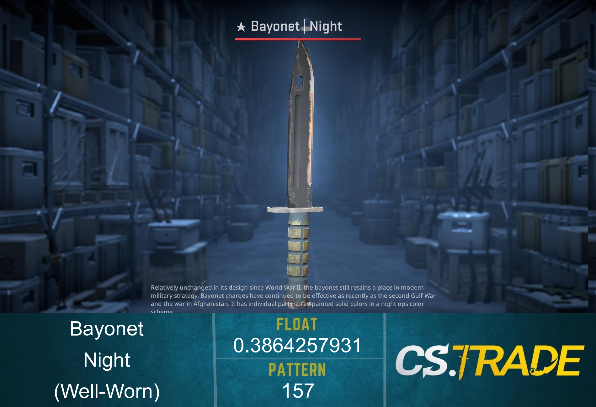 ★ StatTrak™ Bayonet | Night (Well-Worn) Screenshot