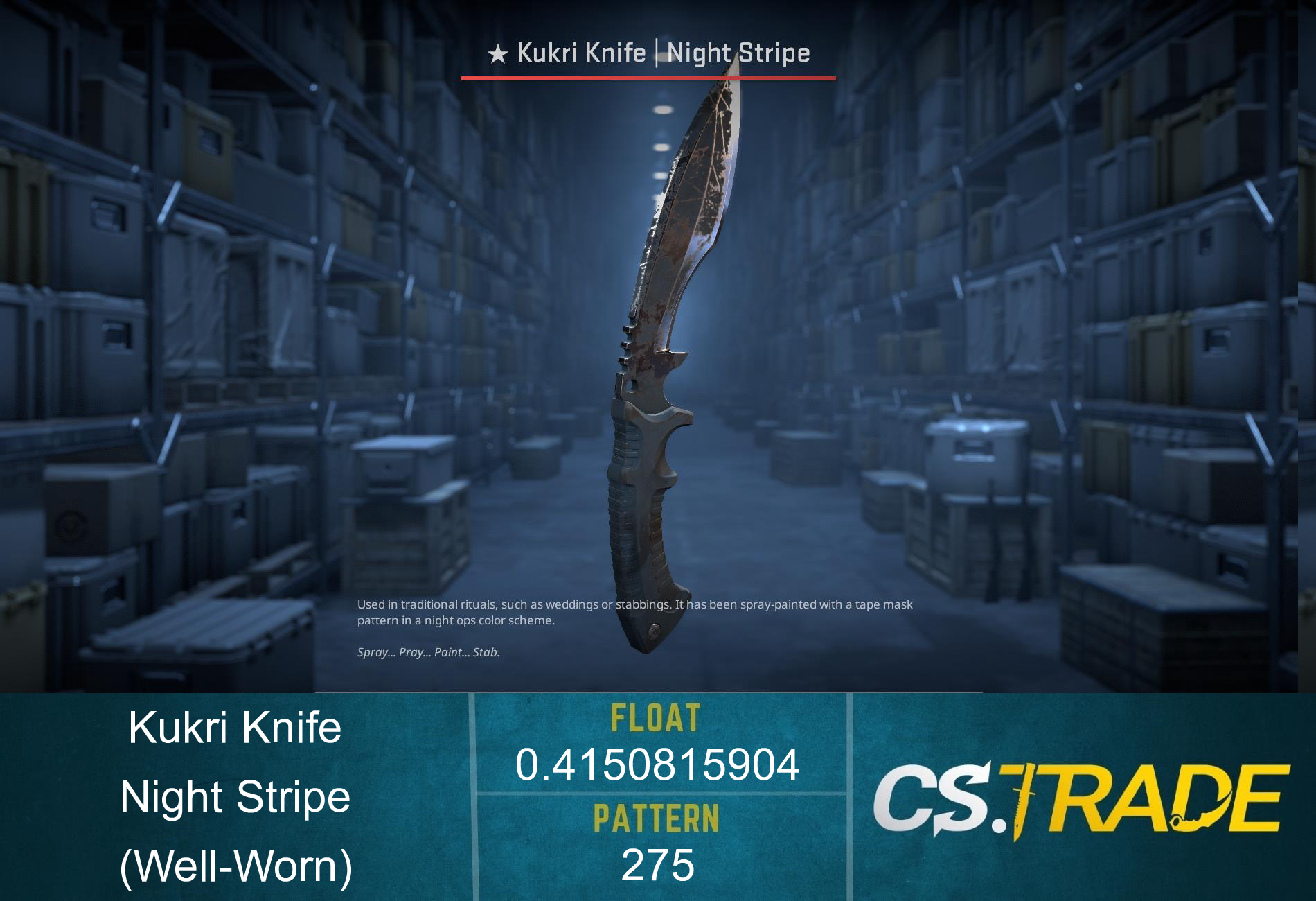 ★ Kukri Knife | Night Stripe (Well-Worn)