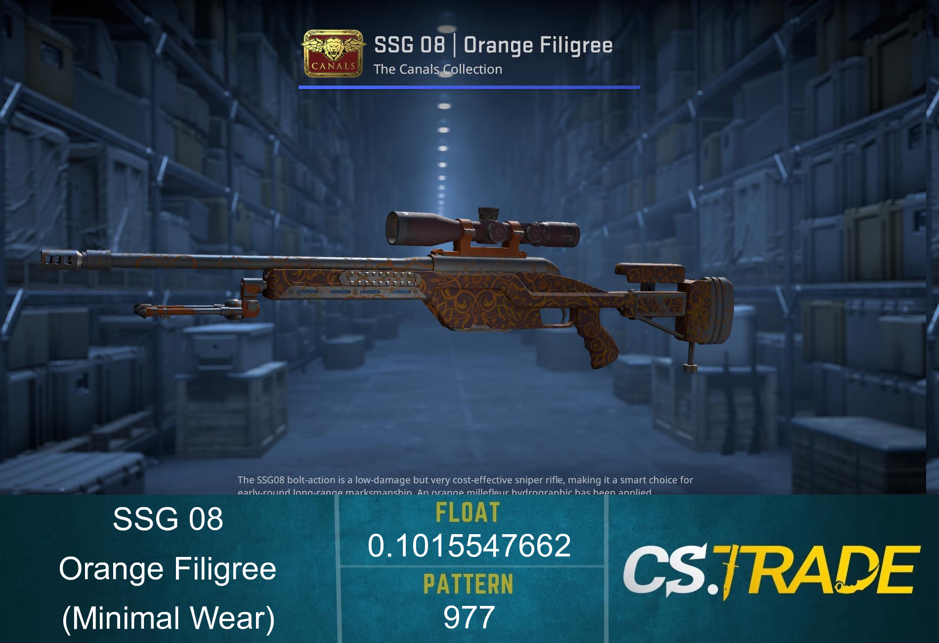 SSG 08 | Orange Filigree (Minimal Wear) Screenshot