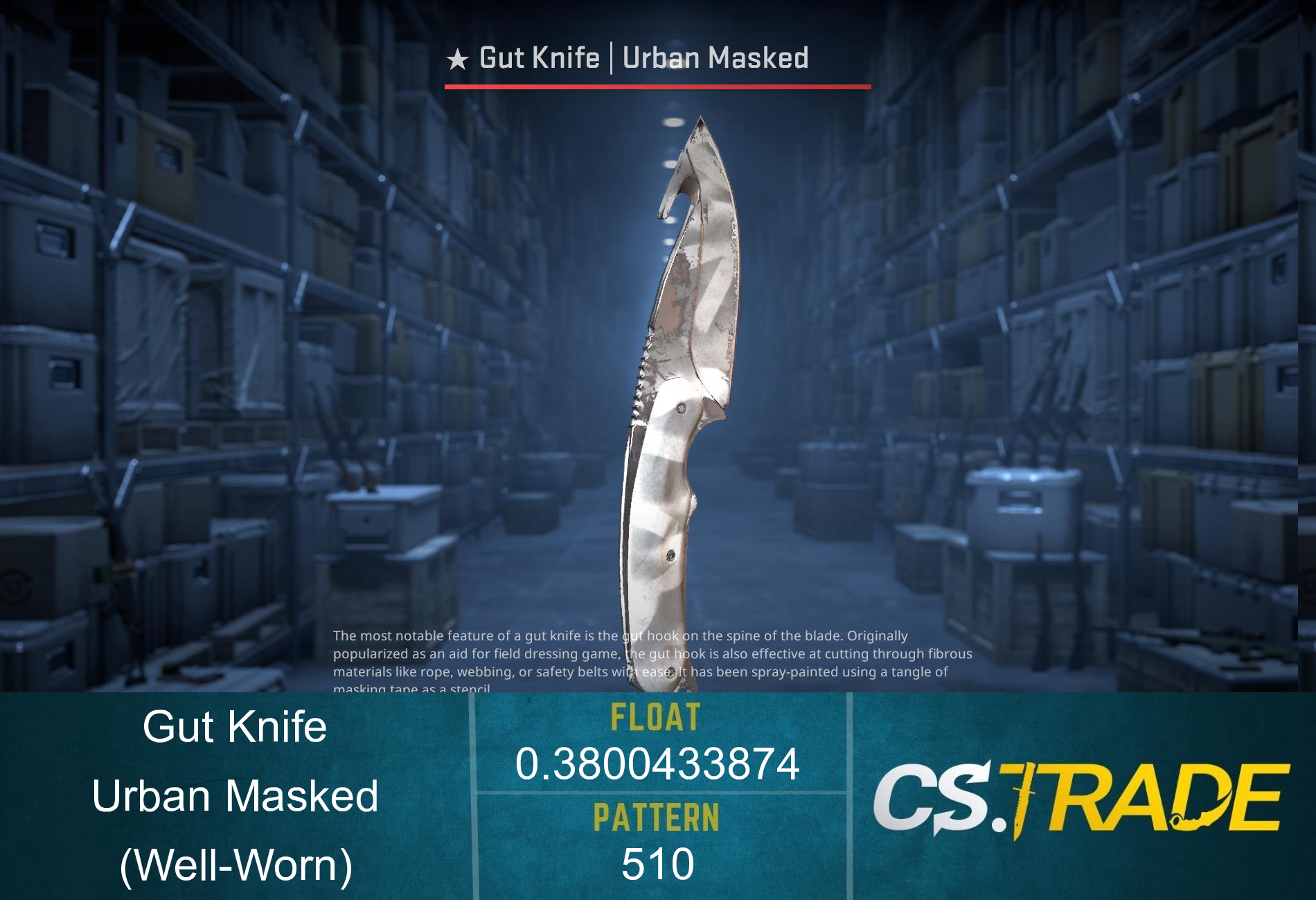 ★ Gut Knife | Urban Masked (Well-Worn) Screenshot