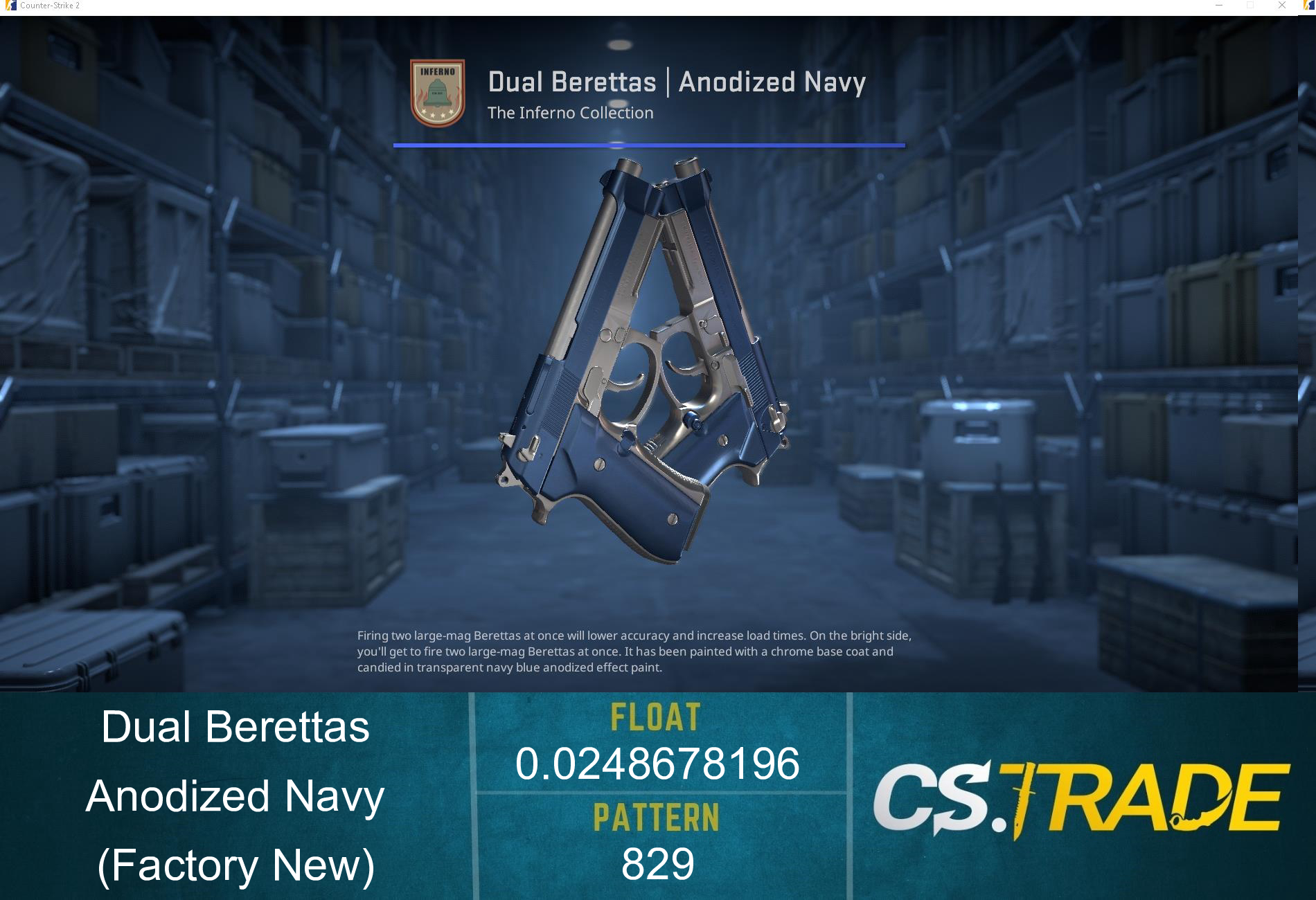 Dual Berettas | Anodized Navy (Factory New) Screenshot