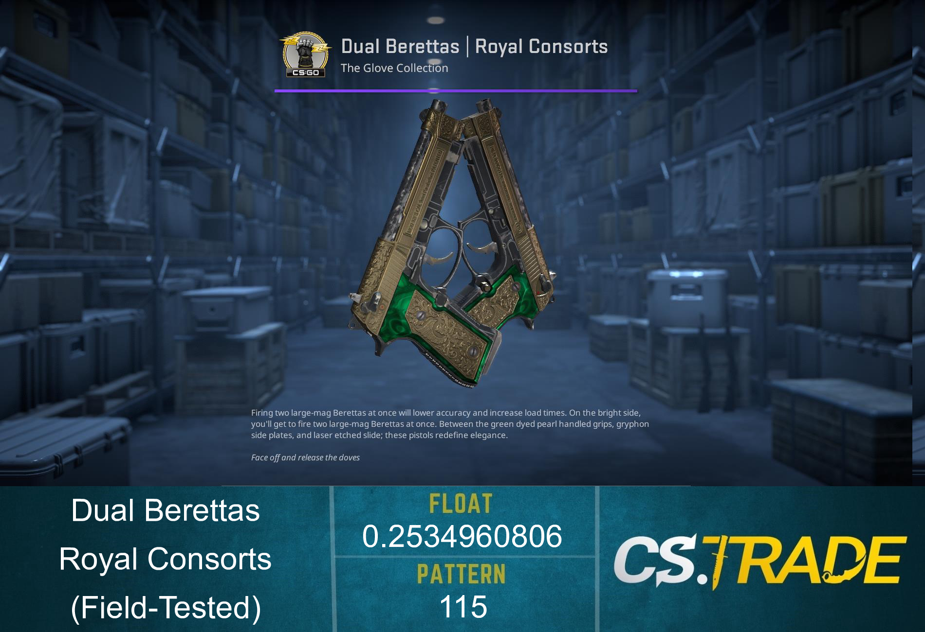 StatTrak™ Dual Berettas | Royal Consorts (Field-Tested) Screenshot