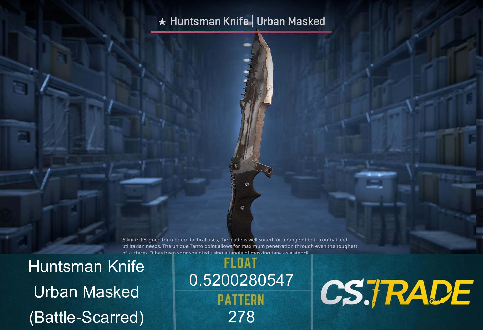 ★ StatTrak™ Huntsman Knife | Urban Masked (Battle-Scarred) Screenshot