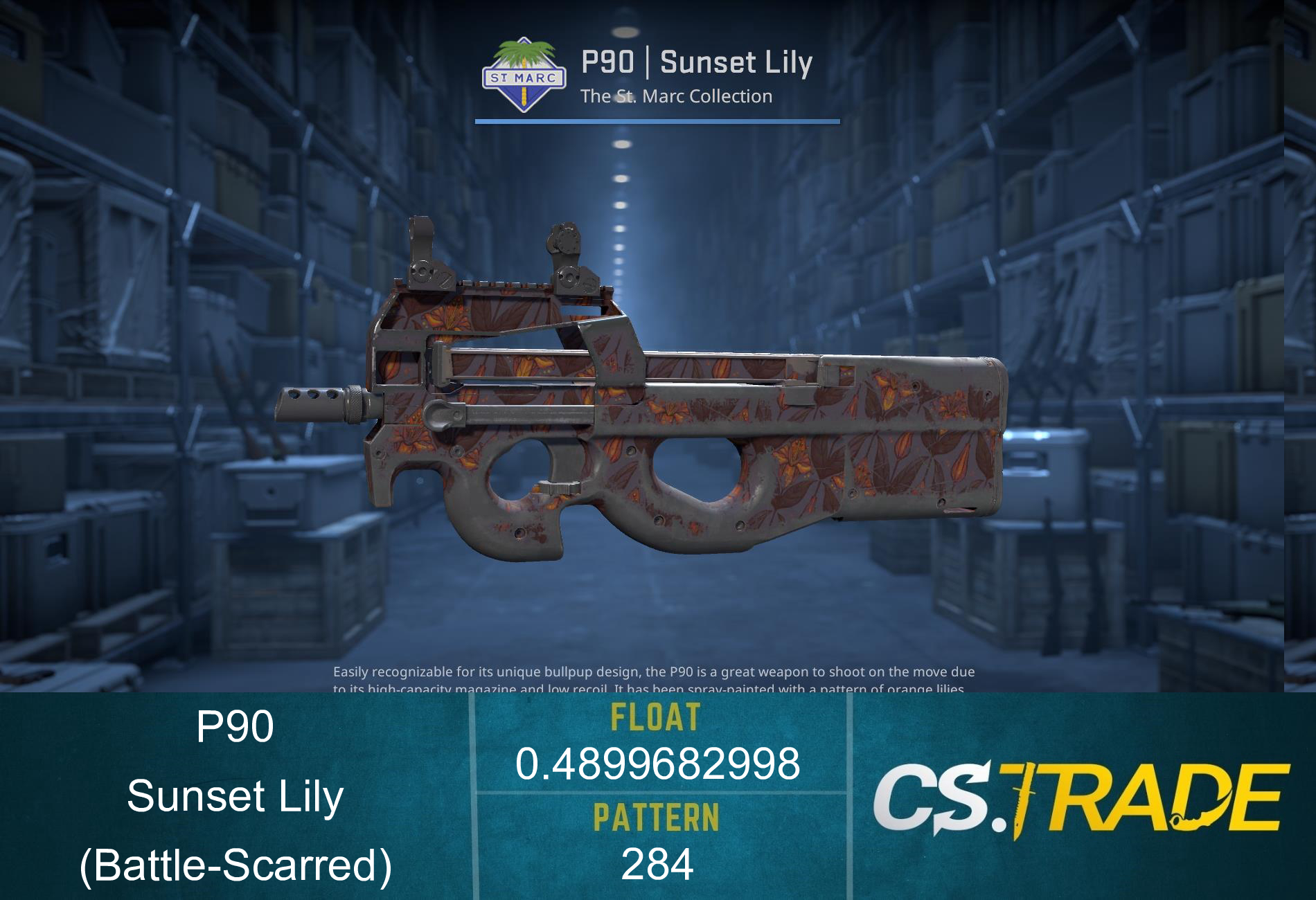 P90 | Sunset Lily (Battle-Scarred) Screenshot