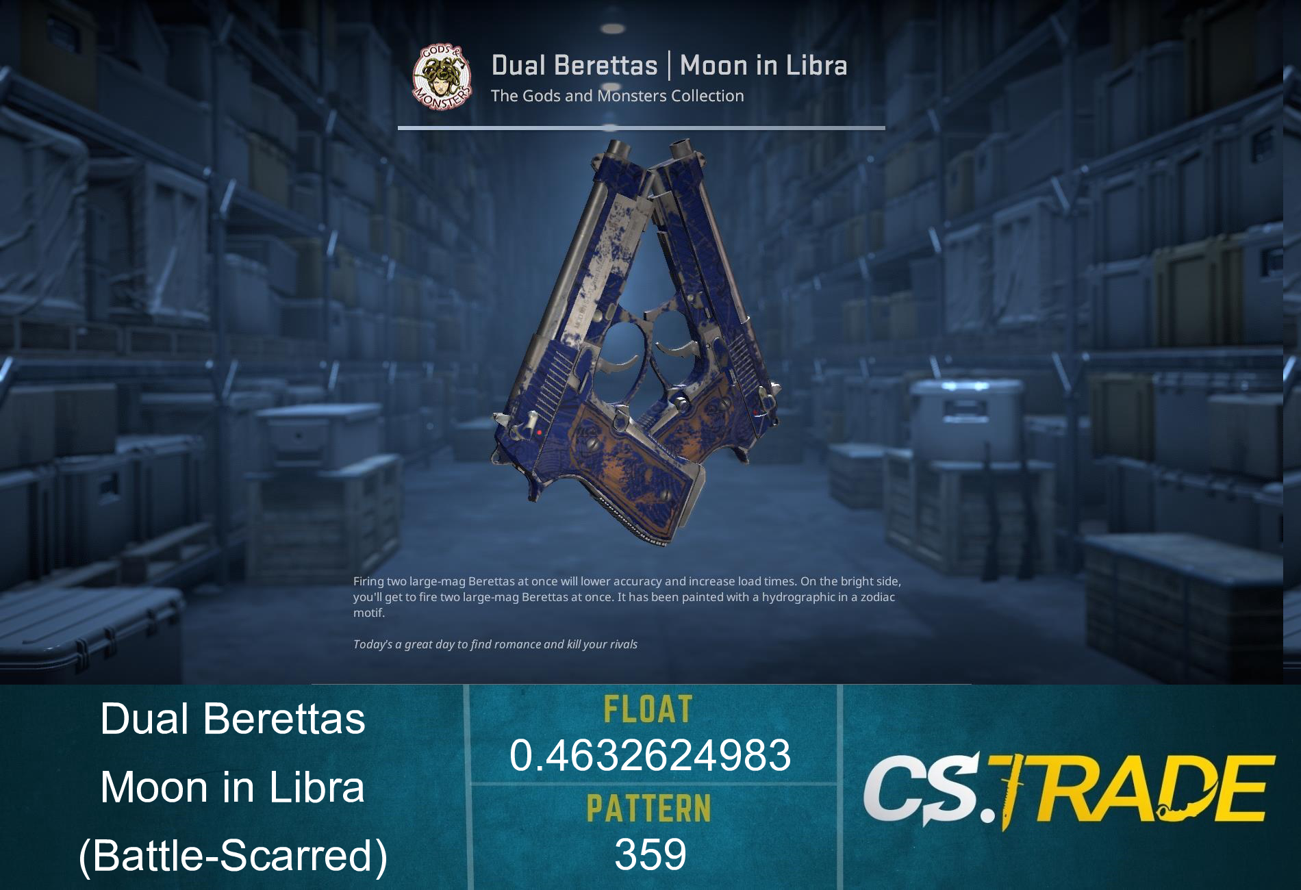 Dual Berettas | Moon in Libra (Battle-Scarred) Screenshot