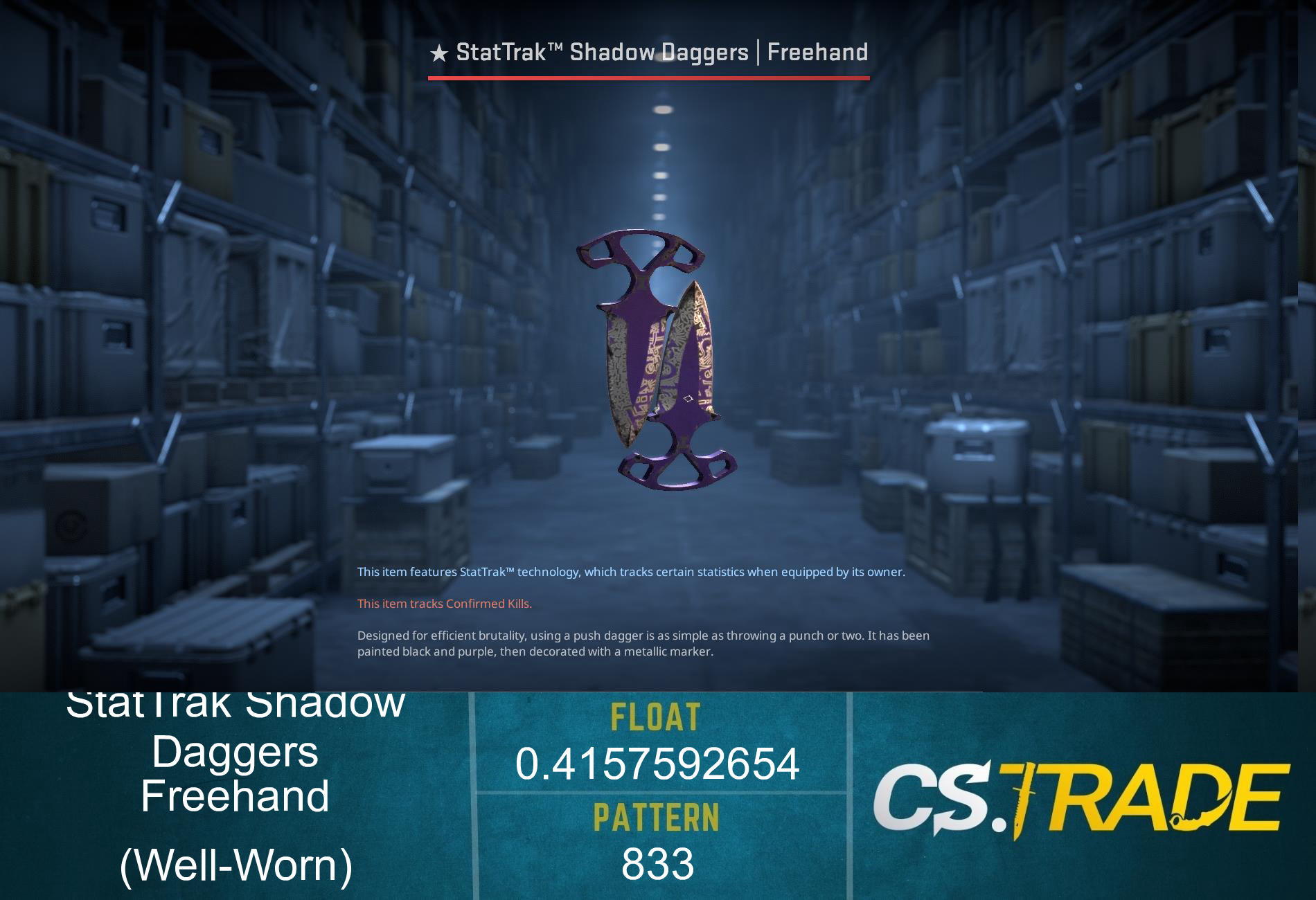 ★ StatTrak™ Shadow Daggers | Freehand (Well-Worn)