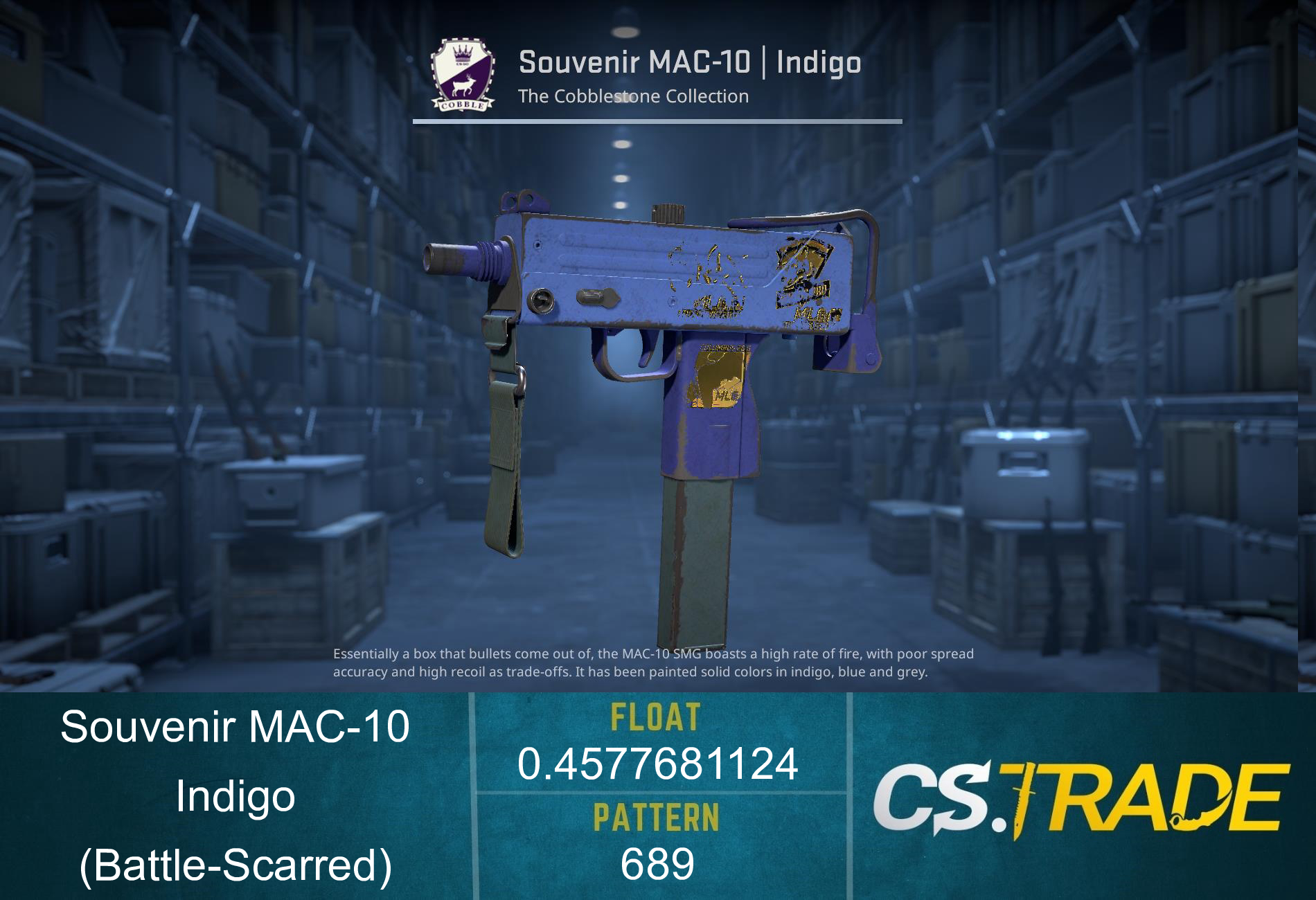 MAC-10 | Indigo (Battle-Scarred) Screenshot