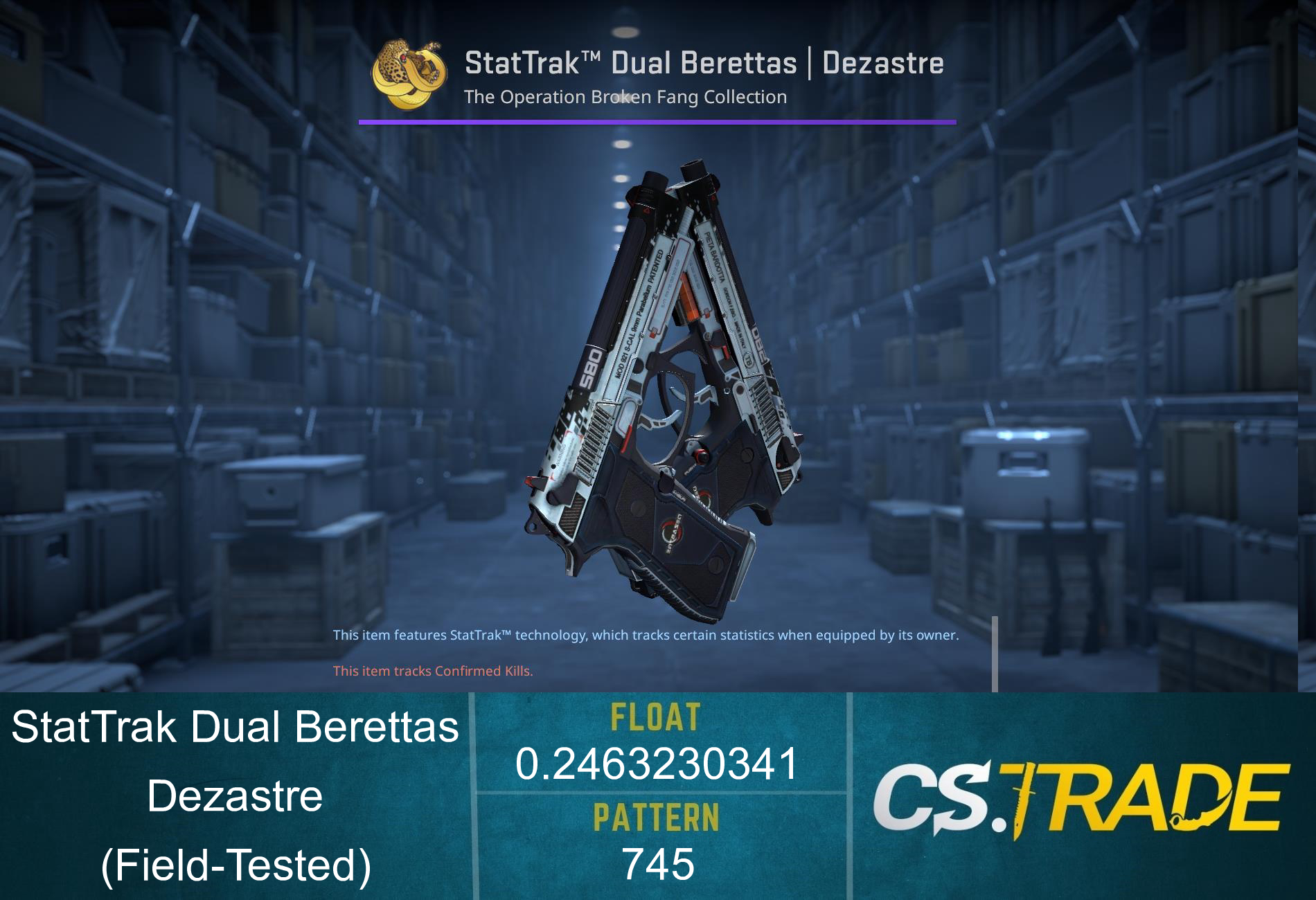 StatTrak™ Dual Berettas | Dezastre (Field-Tested) Screenshot
