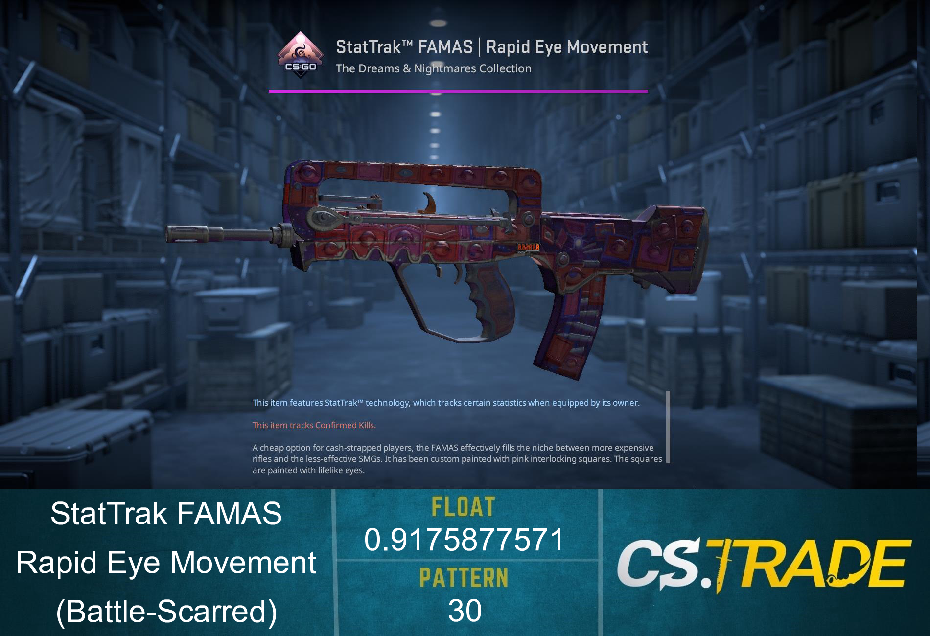 StatTrak™ FAMAS | Rapid Eye Movement (Battle-Scarred)
