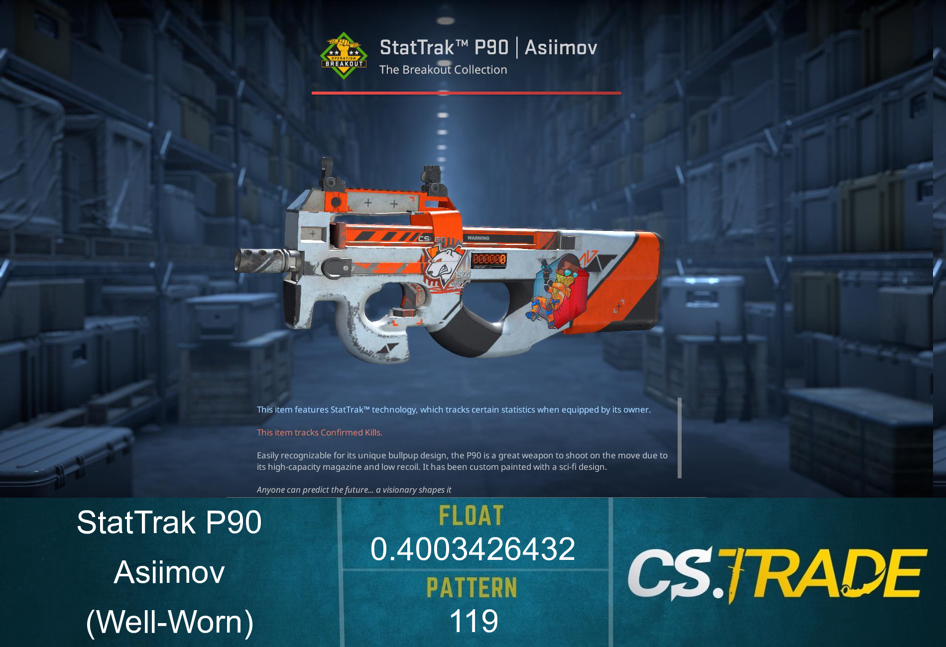 StatTrak™ P90 | Asiimov (Well-Worn)