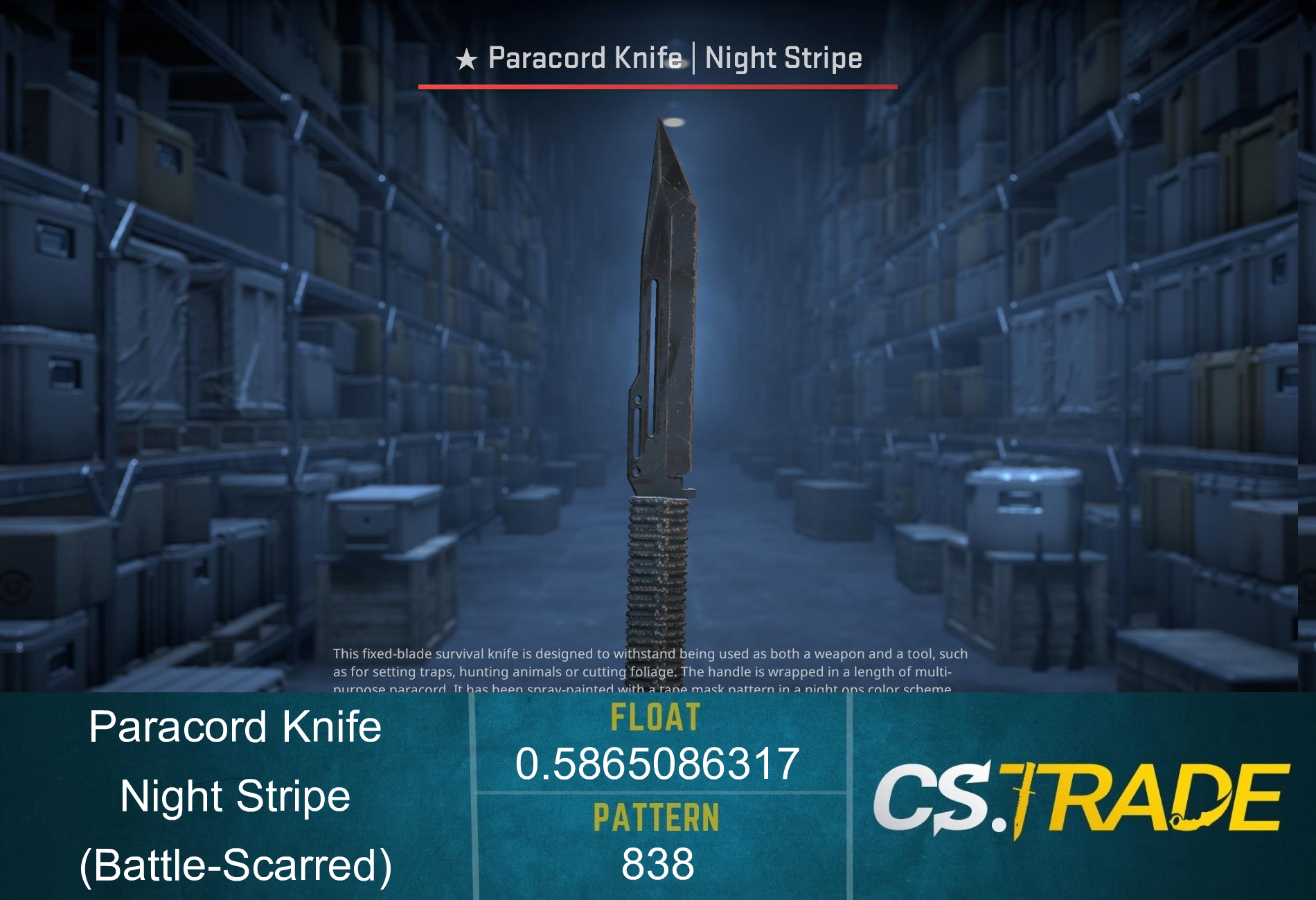 ★ StatTrak™ Paracord Knife | Night Stripe (Battle-Scarred) Screenshot
