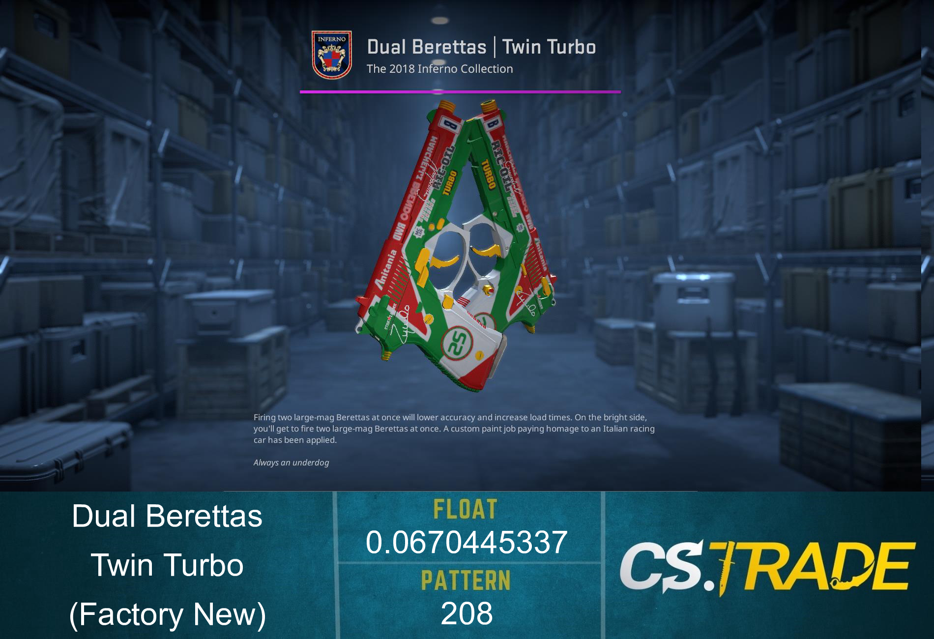 Dual Berettas | Twin Turbo (Factory New) Screenshot