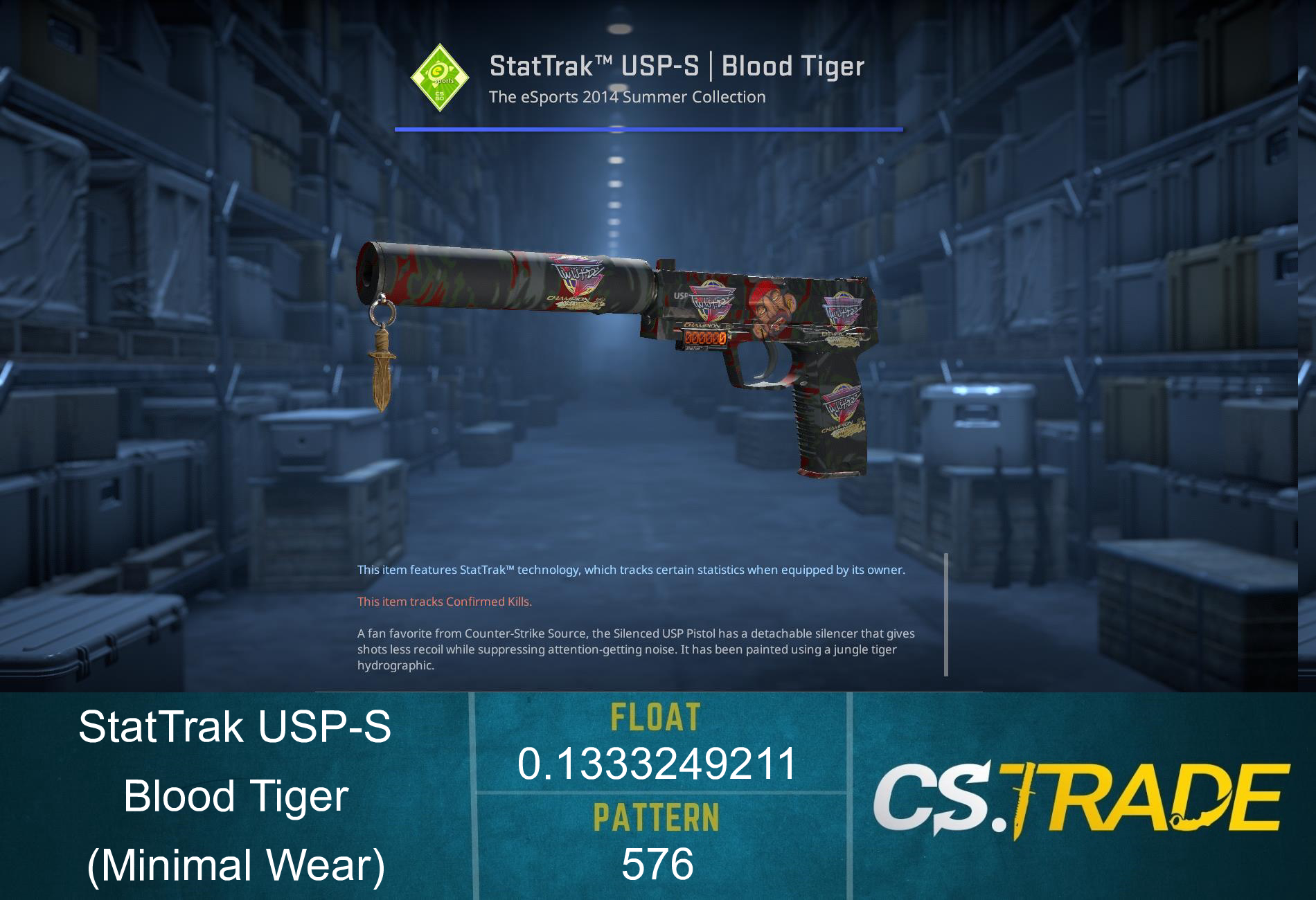 StatTrak™ USP-S | Blood Tiger (Minimal Wear)