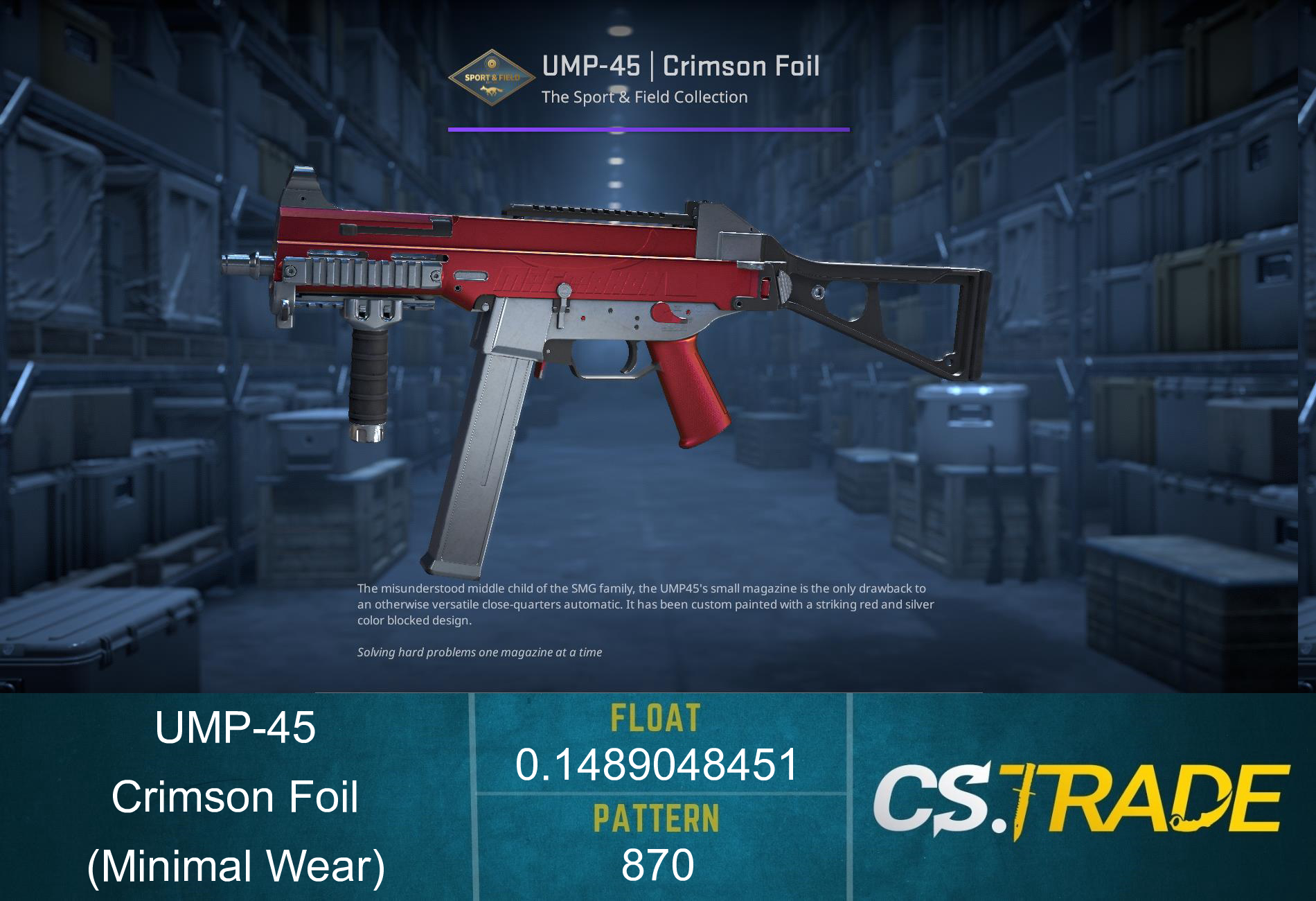 UMP-45 | Crimson Foil (Minimal Wear) Screenshot